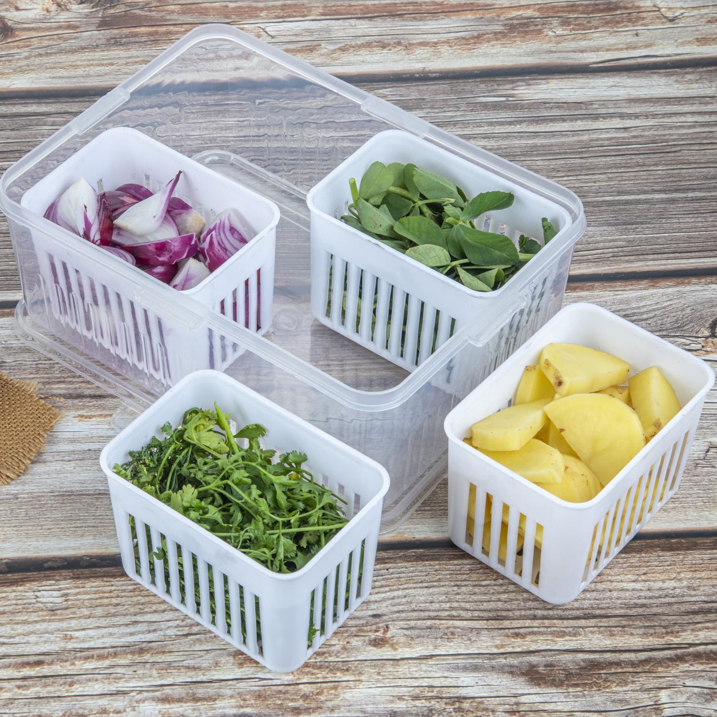 Fridge Storage Boxes Freezer Storage Containers Container For Kitchen Storage Set Storage In Kitchen Vegetable Storage Draining Crisper Refrigerator Food Box (1 Pc) - warehousetech13