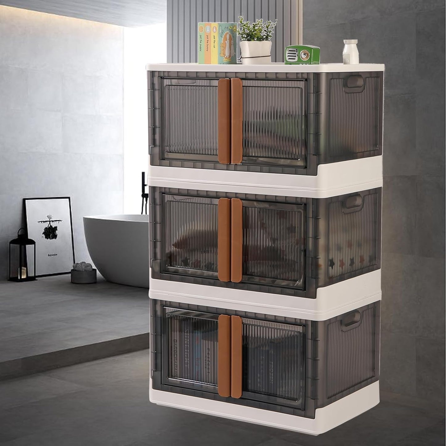 Plastic Folding Wardrobe Storage Organizer (3 Layer 1 Pc) - warehousetech13