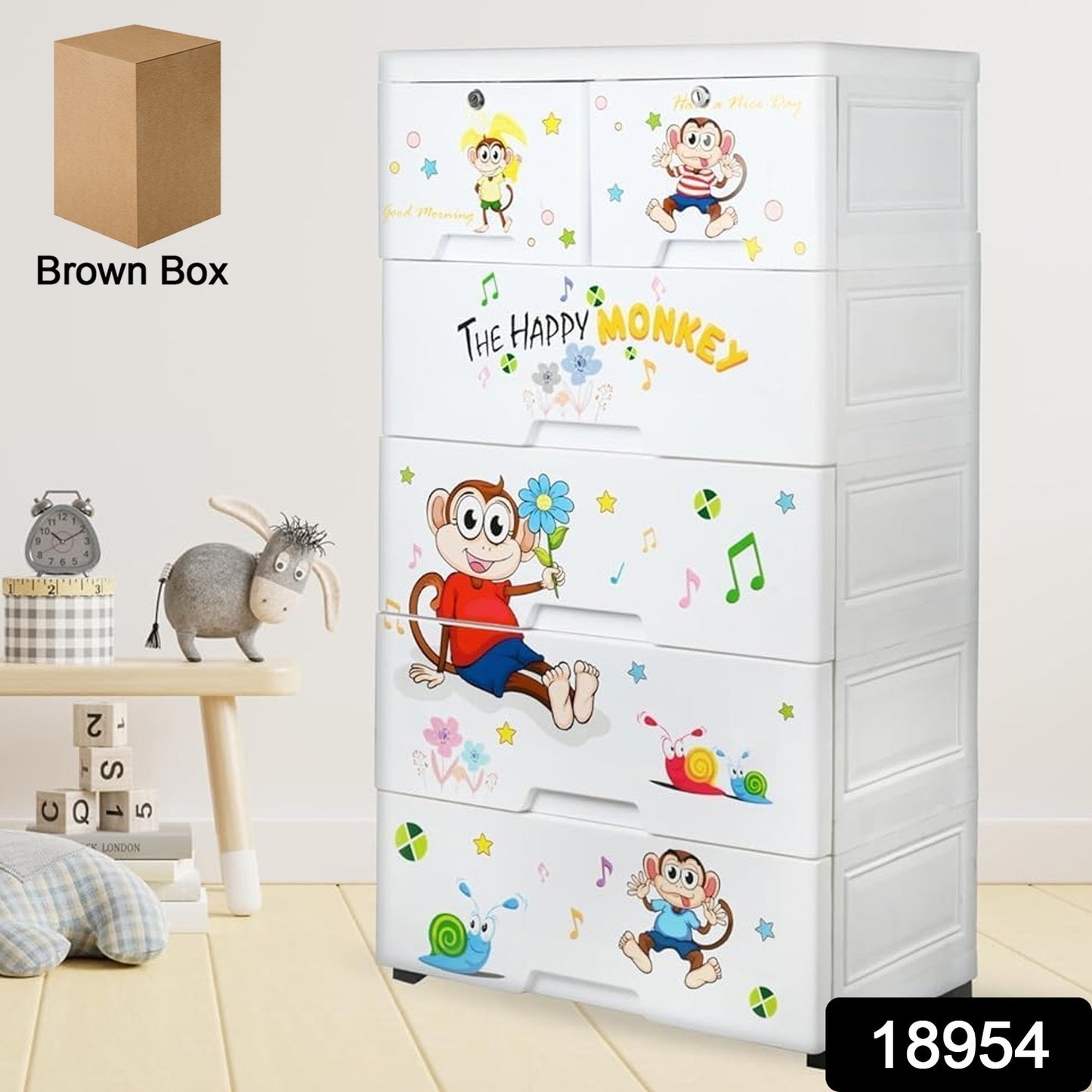Kids Plastic Chest Of 6 Drawers Multi-purpose Storage Organizerwardrobe For Kids - warehousetech13