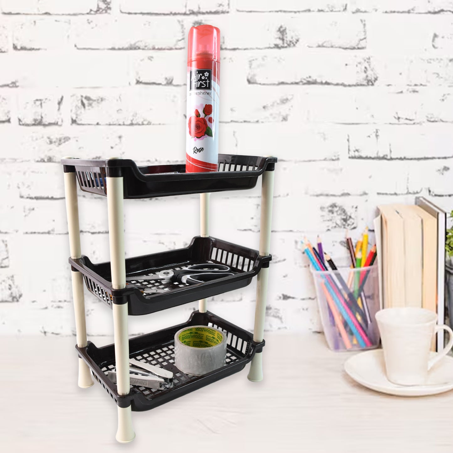 Small Multiuse Plastic Storage Rack Organizer 3-tier - warehousetech13
