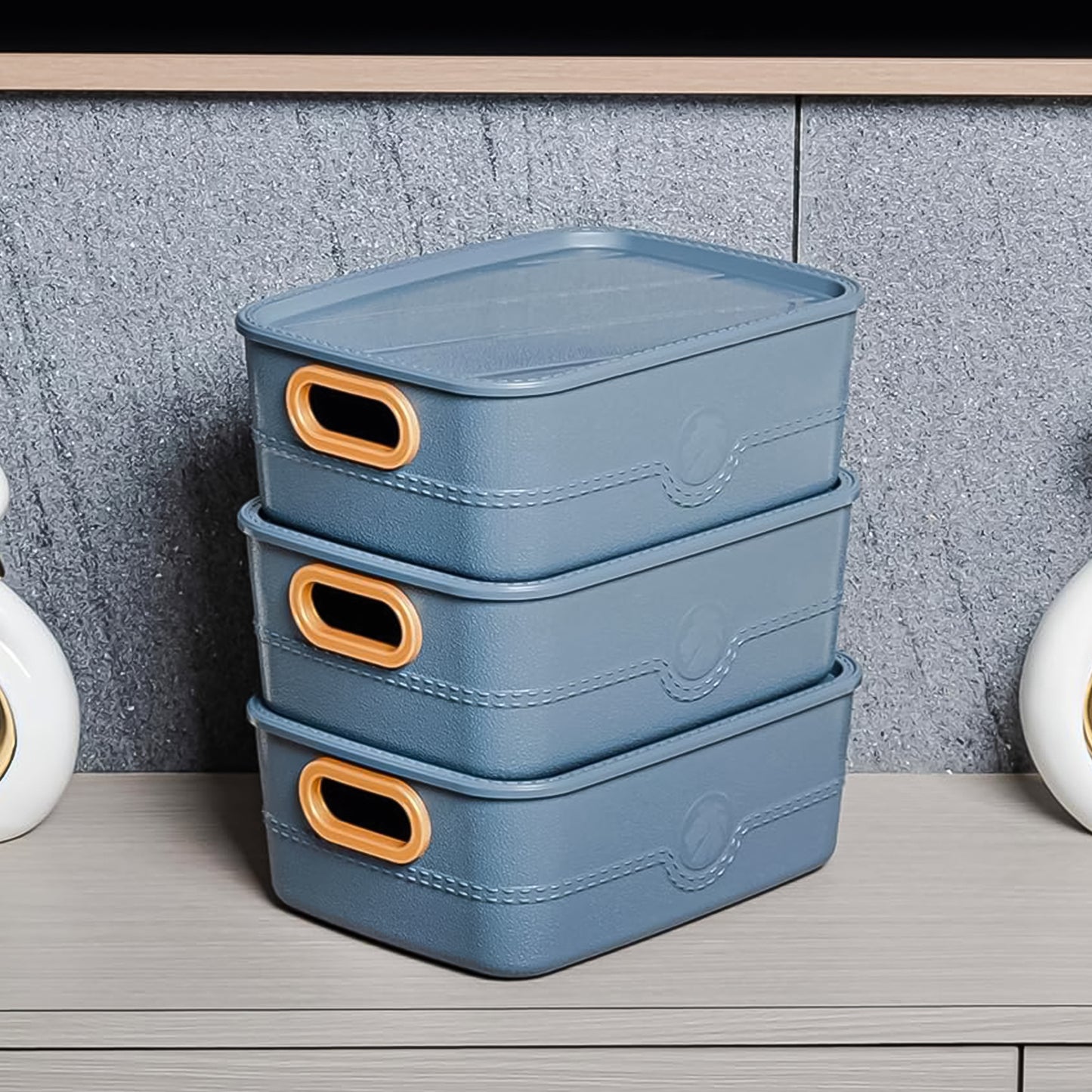 Plastic Multipurpose Storage Basket Bin Set With Handle (3 Pcs Set) - warehousetech13