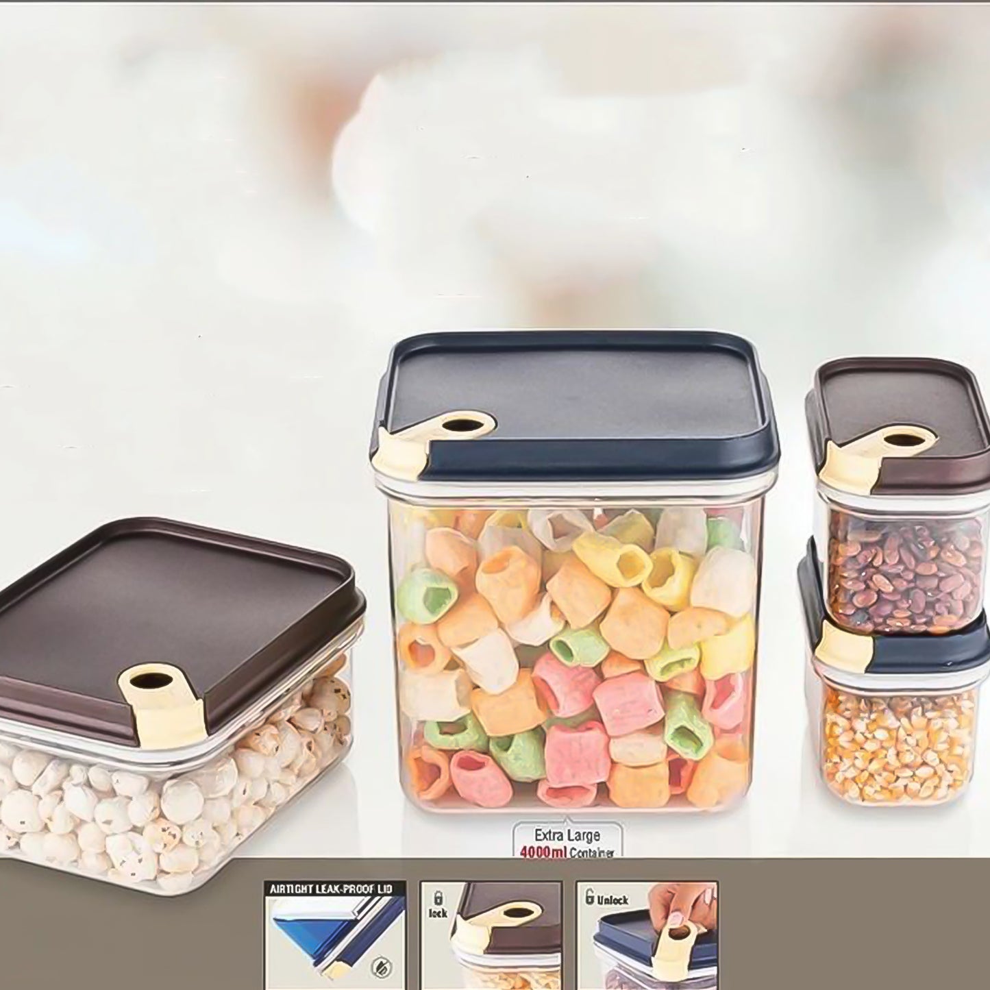 Ritu Push N Lock Airtight Food Storage Container Set (4 Pc) - warehousetech13