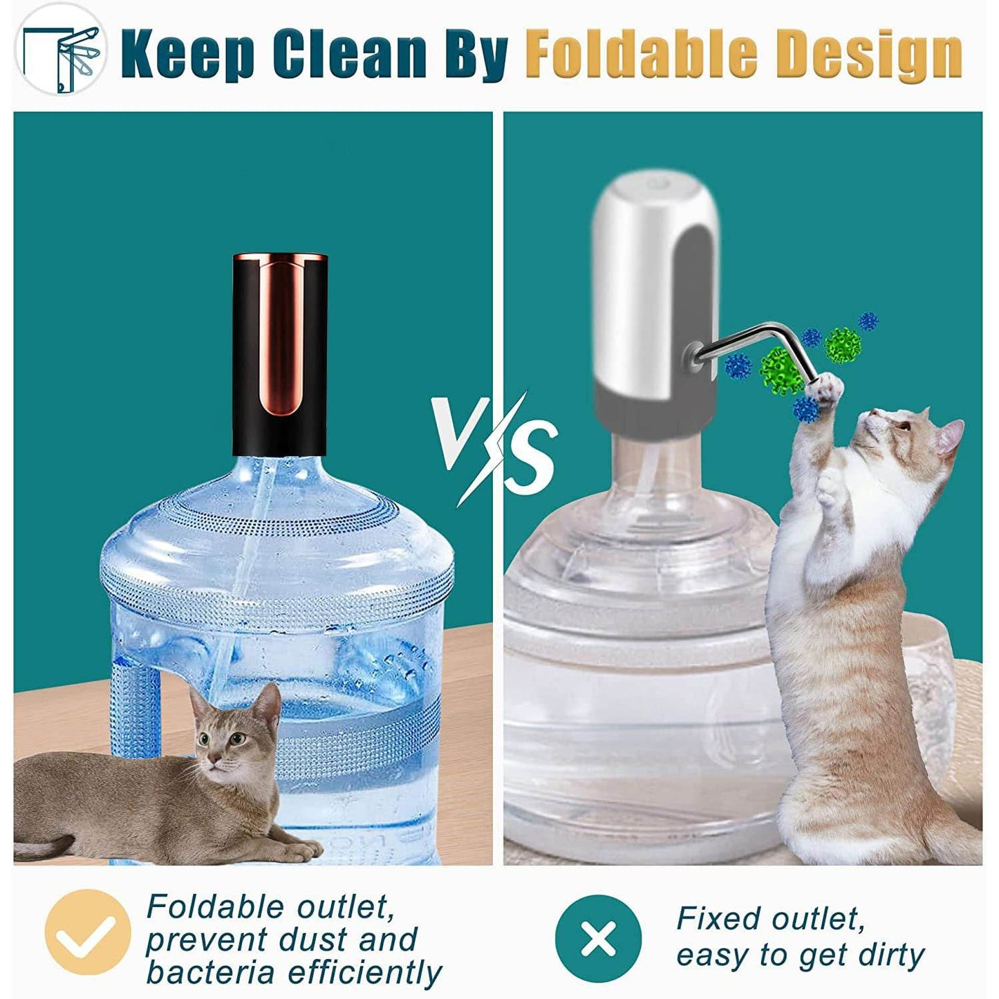 Usb Rechargeable Automatic Water Dispenser For 20 Litre Bottle (1 Pc) - warehousetech13