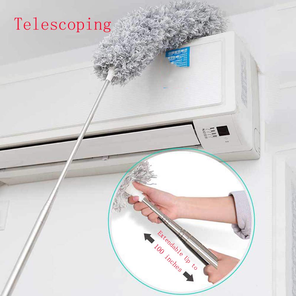 1279 Microfiber Dusters For Cleaning Telescoping Feather Duster With 100 Inches Extendable Handle Pole Dusting Cleaning Tools For Cleaning High Ceiling Ceiling Fan Blinds Cobwebs Furniture Cars - warehousetech13