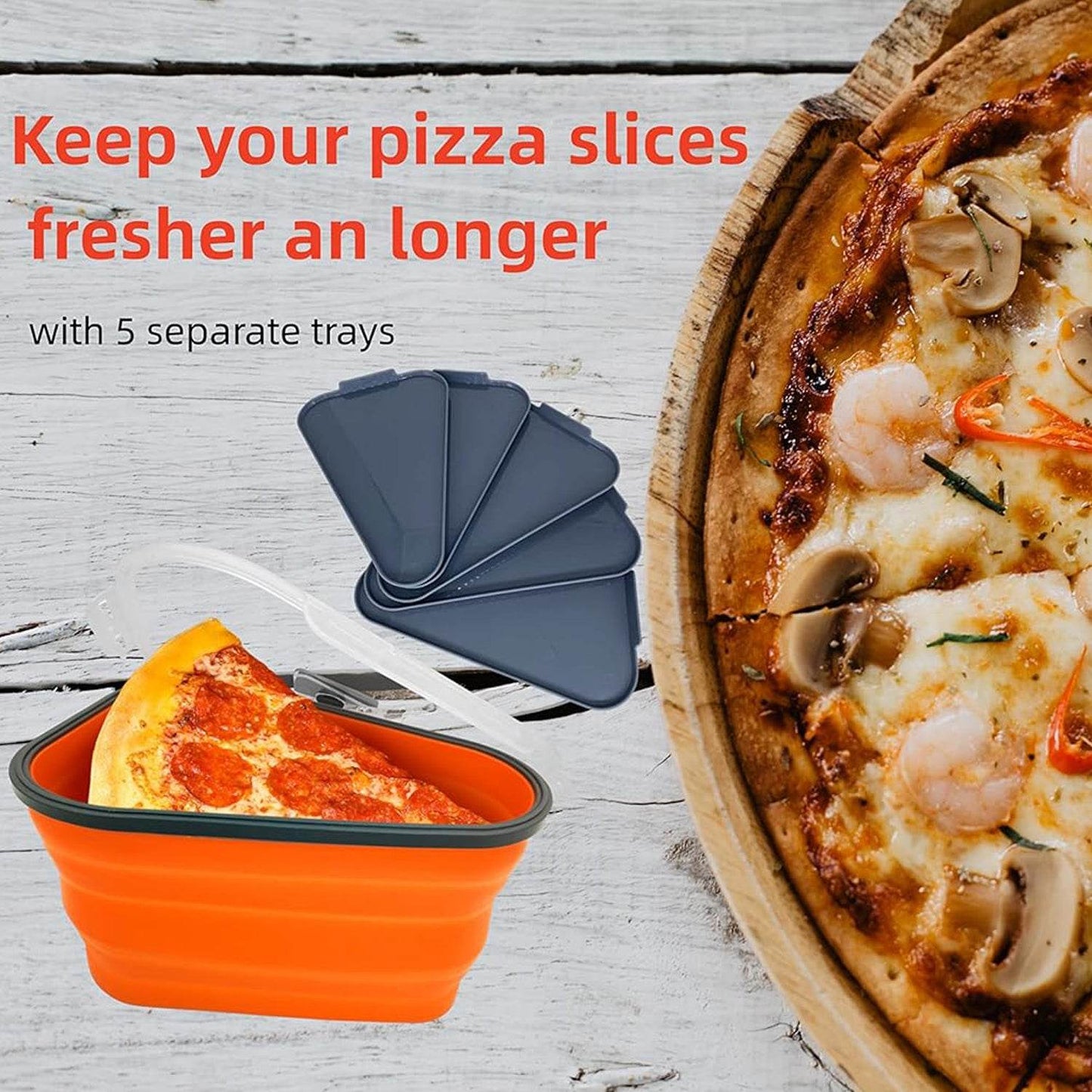 Reusable Pizza Storage Containers With 5 Microwavable Serving Trays Silicone Container - warehousetech13
