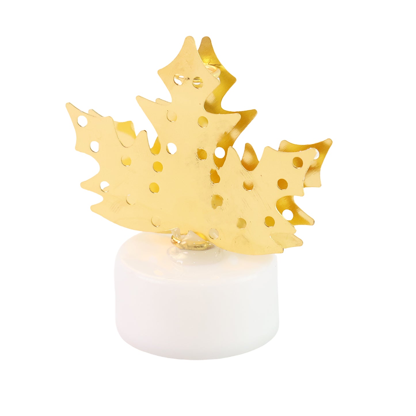 Decorative Led Gold Metal Leaf Diya Lamp (1 Pc) - warehousetech13