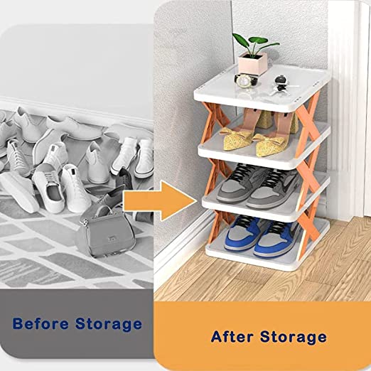 4 Layer Shoes Stand Shoe Tower Rack Suit For Small Spaces Closet Small Entryway Easy Assembly And Stable In Structure Corner Storage Cabinet For Saving Space - warehousetech13