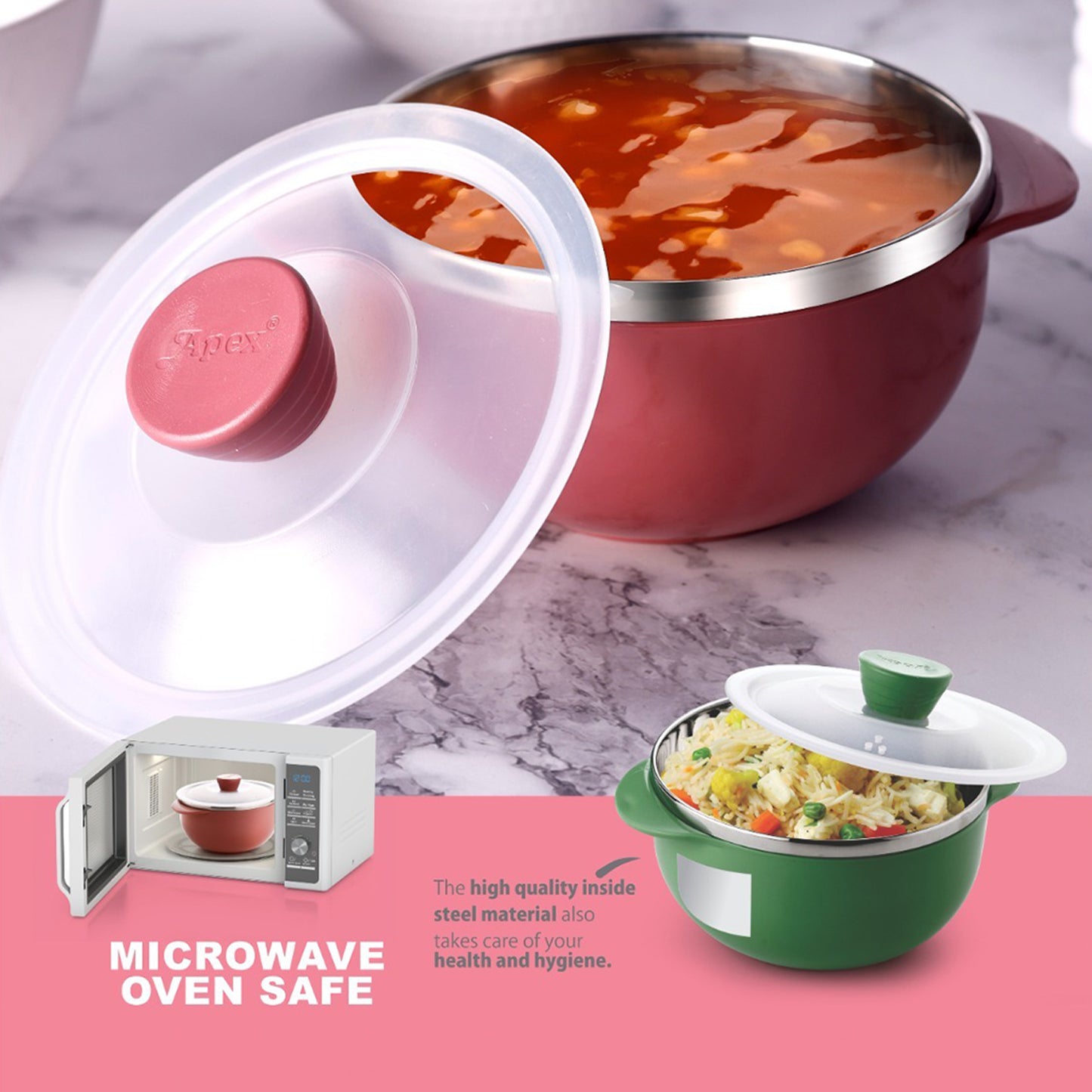 Apex Premium Plastic Serving Bowl Set With Lids (2 Pc) - warehousetech13