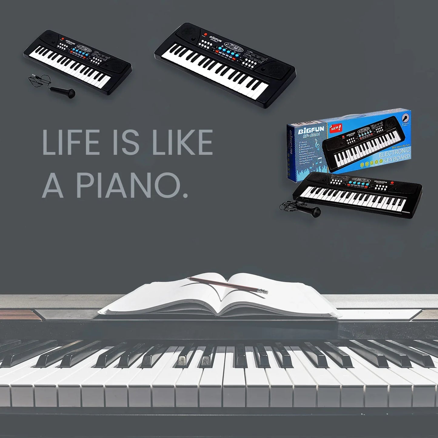 4515 Piano Musical Keyboard With Mic 37 Music Key Keyboard For Kids Toy - warehousetech13