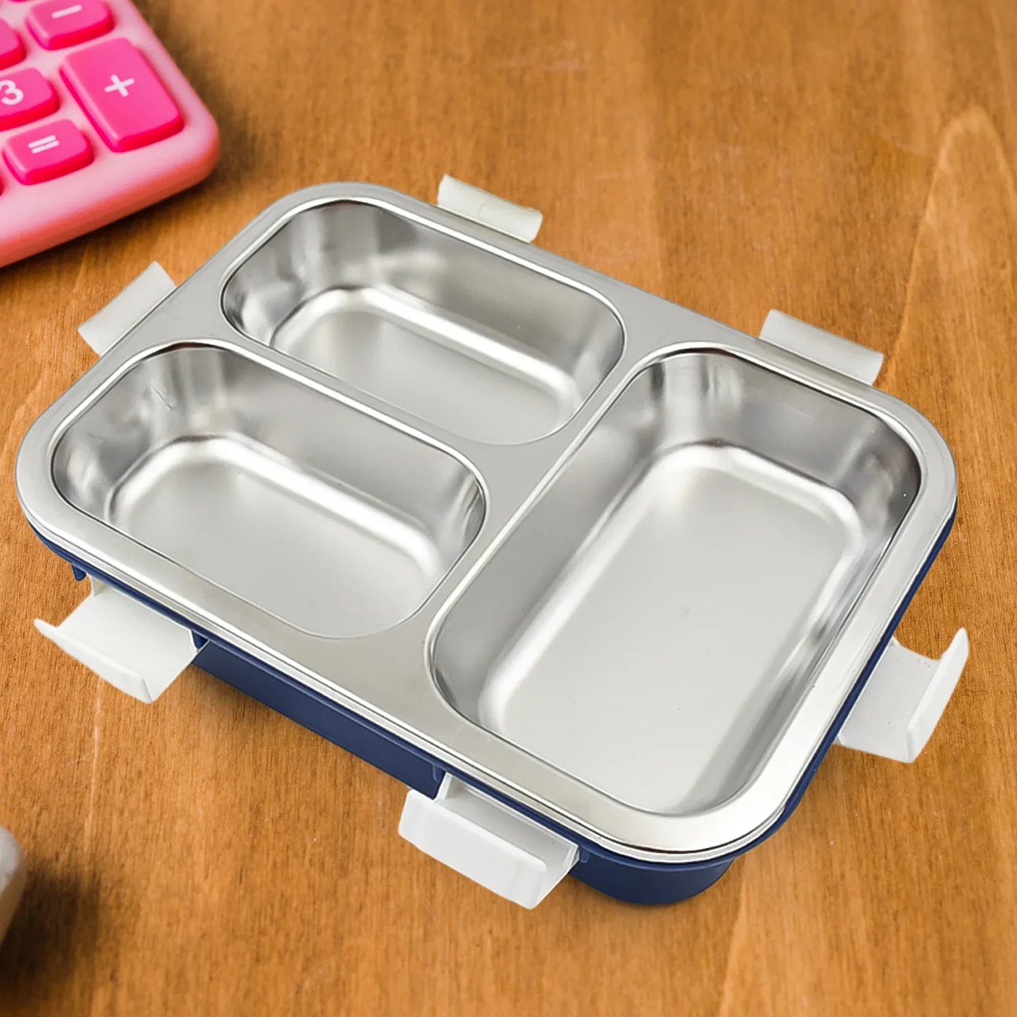 3 Compartment Transparent Stainless Steel Lunch Box For Kids Tiffin Box Lunch Box Lunch Box For Kids Insulated Lunch Box Lunch Box For Office Women And Men Stainless Steel Tiffin Box For Boys Girls School Office - warehousetech13