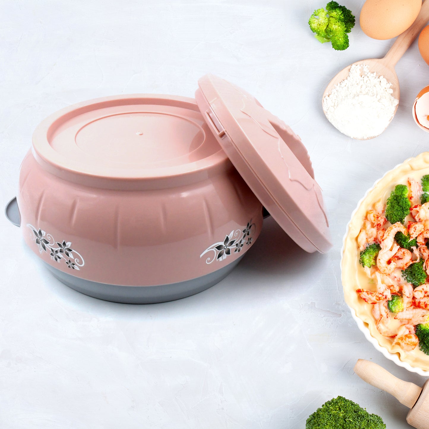 High Quality Steel Casserole Box For Food Searving Inner Steel Insulated Casserole Hot Pot Flowers Printed Chapati Box For Roti Kitchen (Approx 4500 Ml) - warehousetech13
