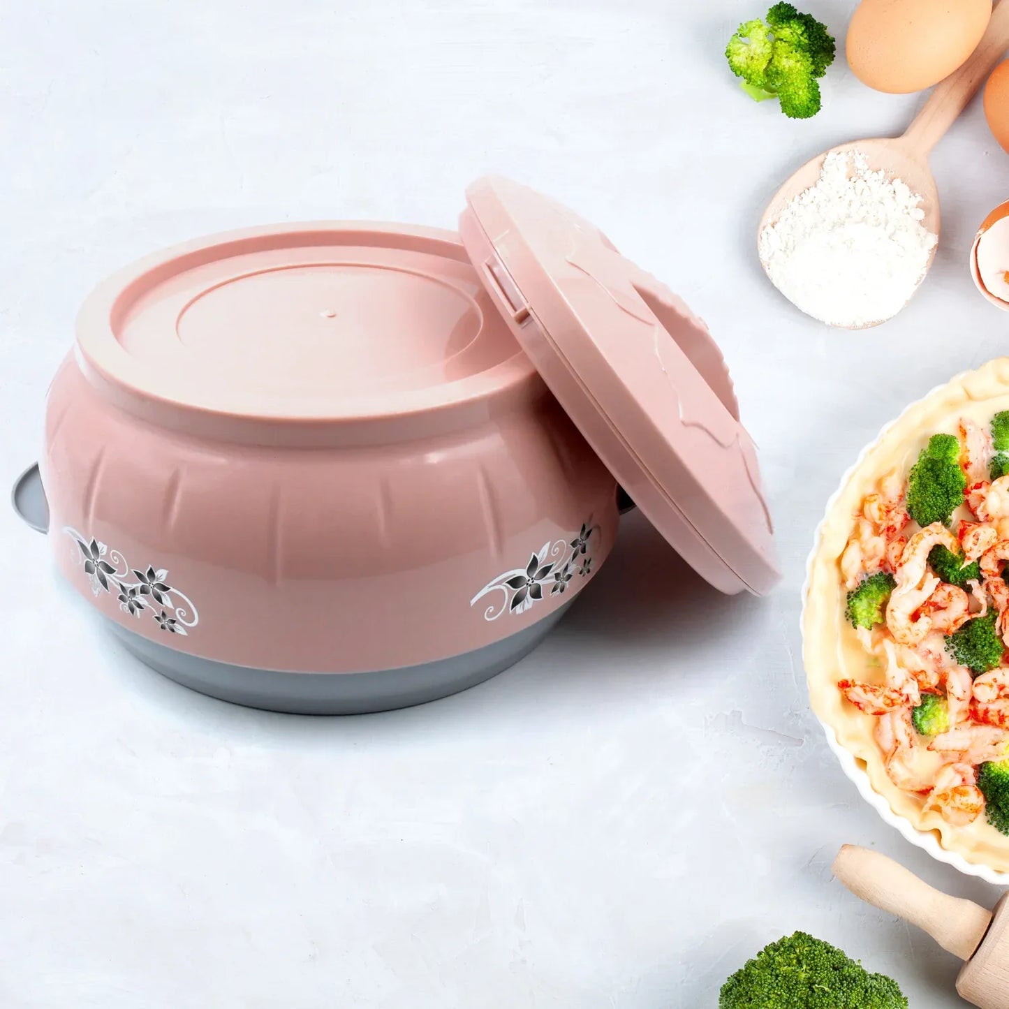 High Quality Steel Casserole Box For Food Searving Inner Steel Insulated Casserole Hot Pot Flowers Printed Chapati Box For Roti Kitchen (Approx 4500 Ml) - warehousetech13