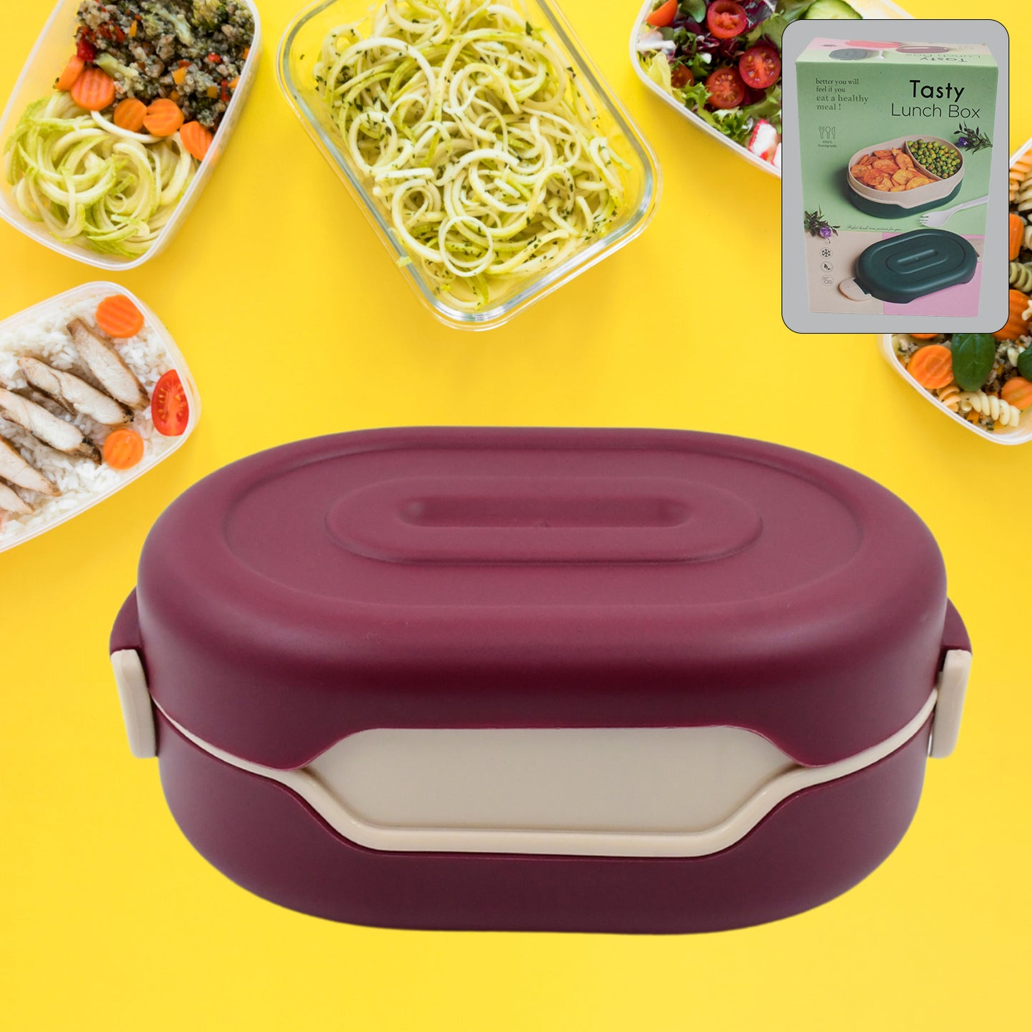 Airtight Food Grade Tiffin Box With 2 In 1 Spoon And 2 Compartment - warehousetech13