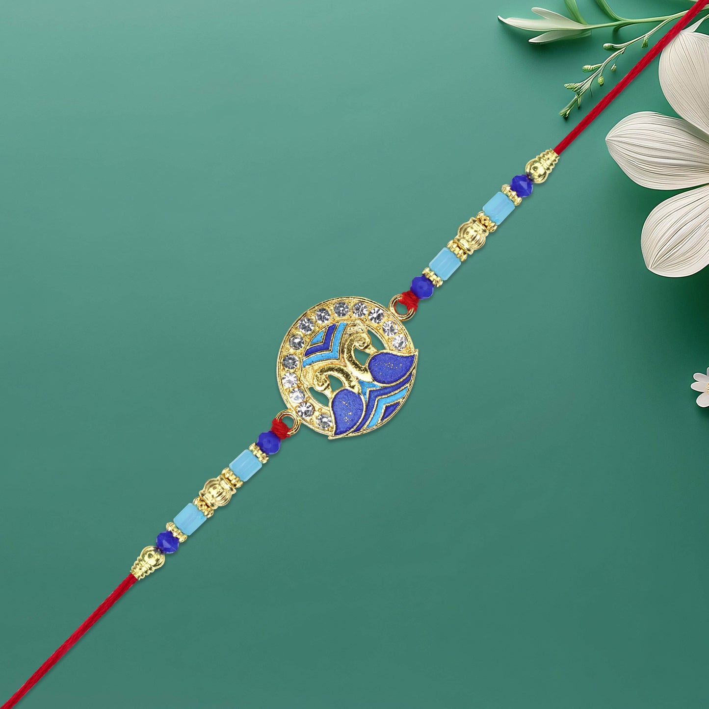 Blue Peacock Feather Rakhi - warehousetech13