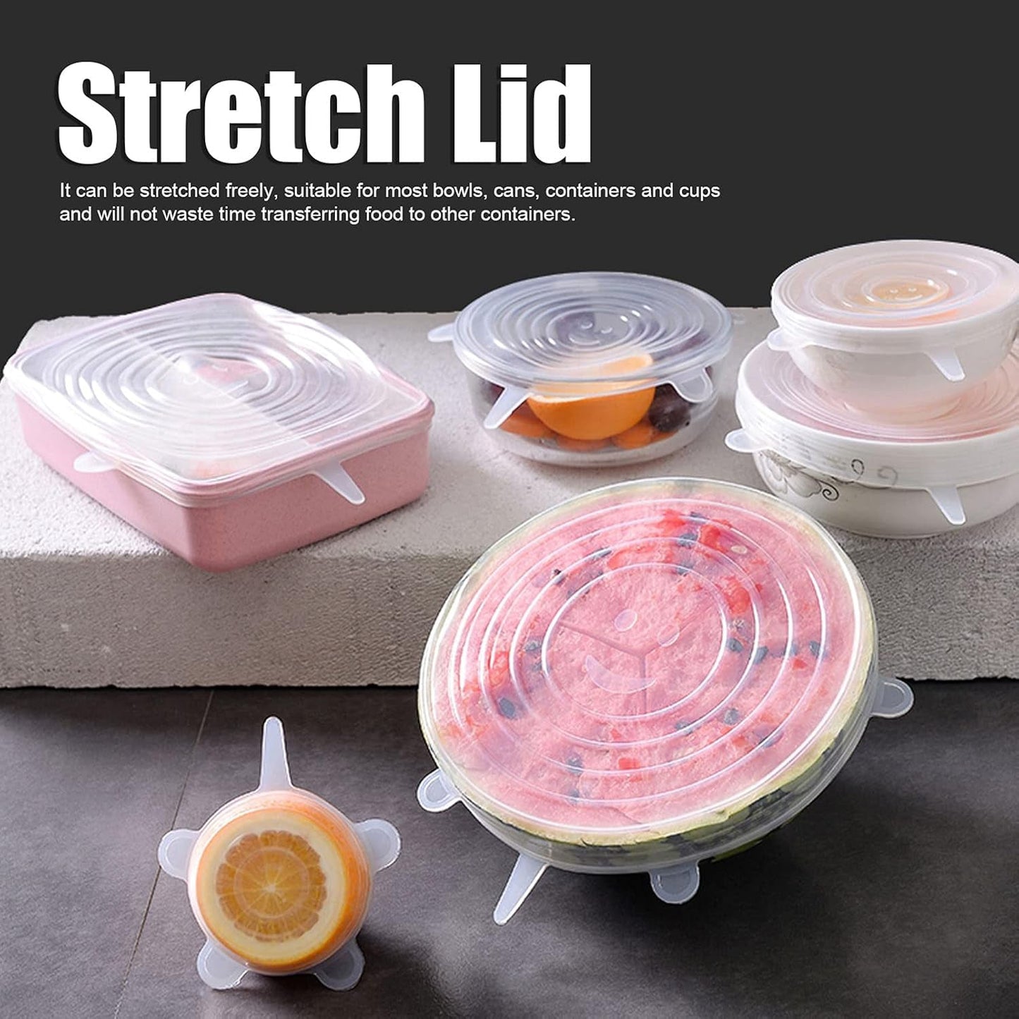 Silicone Food Cover Stretch Lids (6 Pcs Set 62 Gm) - warehousetech13