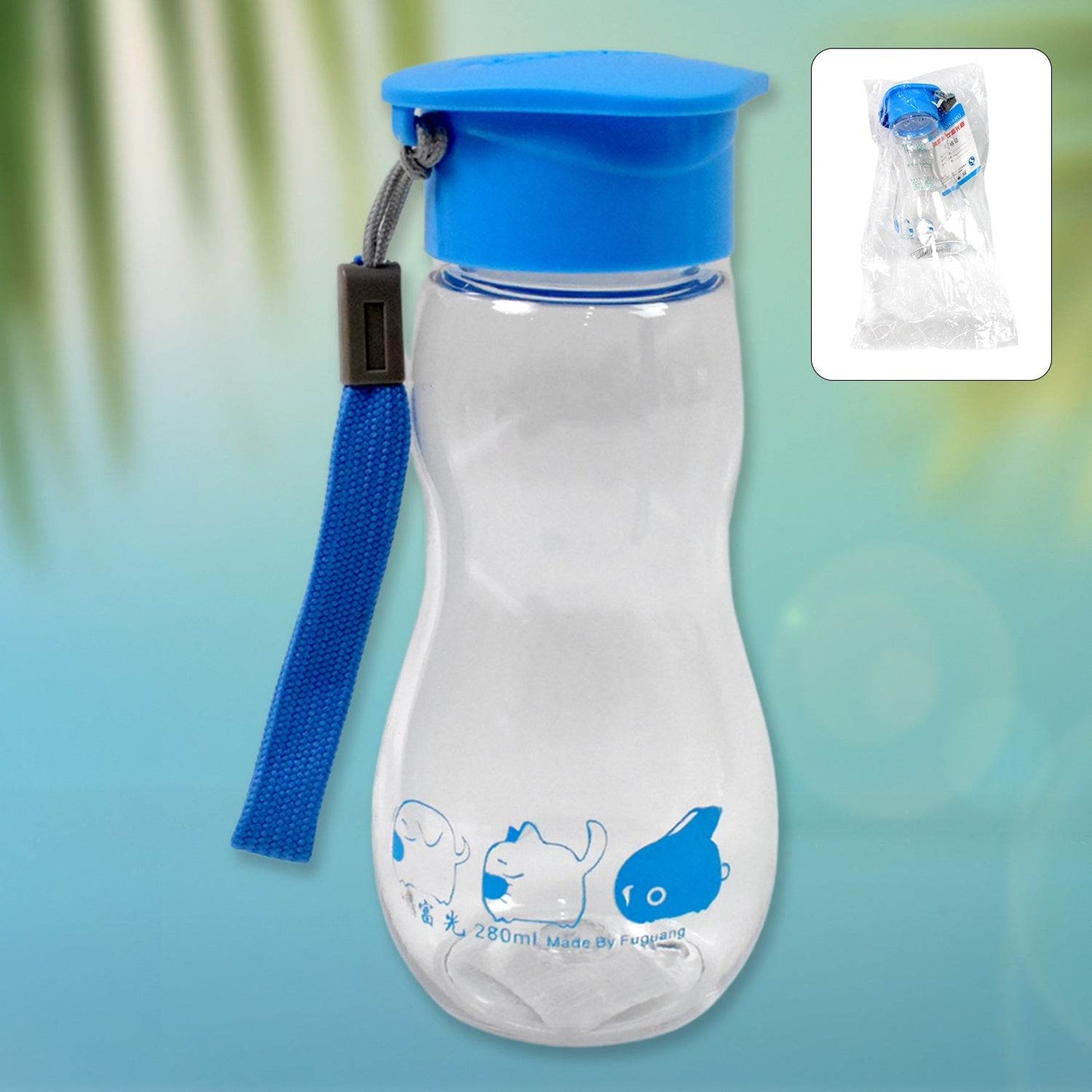 Transparent Travel Portable Water Bottle With Carry Straps (280 Ml 1 Pc) - warehousetech13