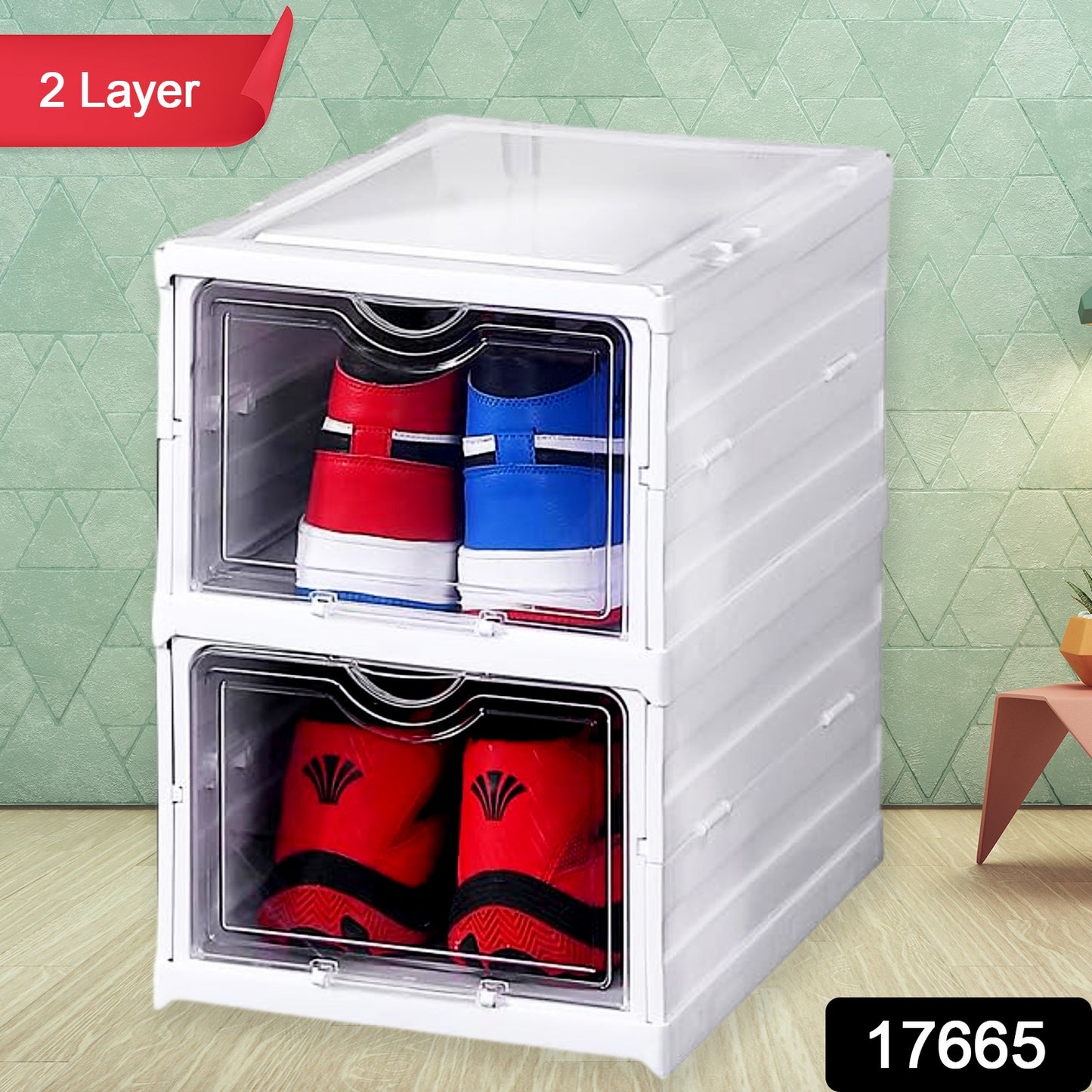 Stackable Multifunctional Storage For Clothes Foldable Drawer Shelf Basket Utility Cart Rack Storage Organizer Cart For Kitchen Pantry Closet Bedroom Bathroom Laundry (2 Layer 1 Pc) - warehousetech13