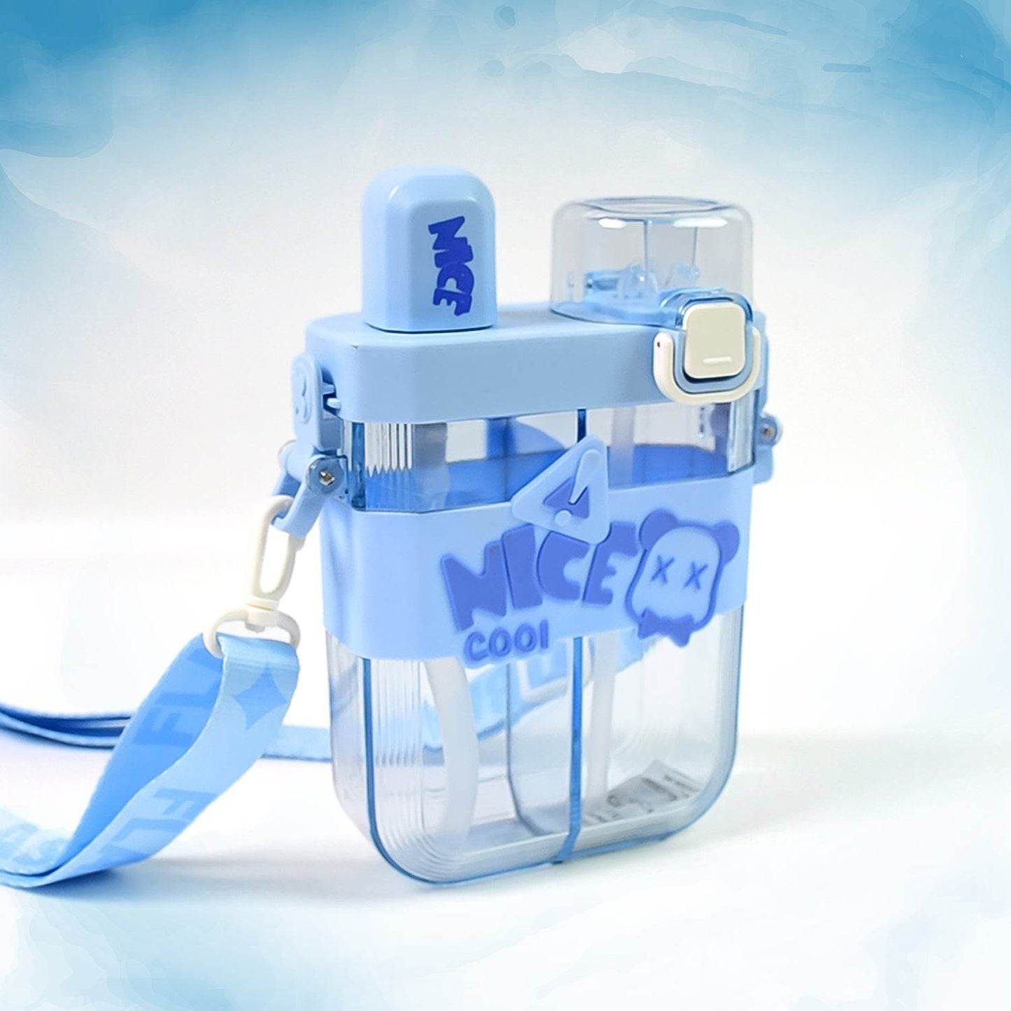 Water Bottle With Straw And Adjustable Shoulder Straps 2in1 Dual Compartment - warehousetech13