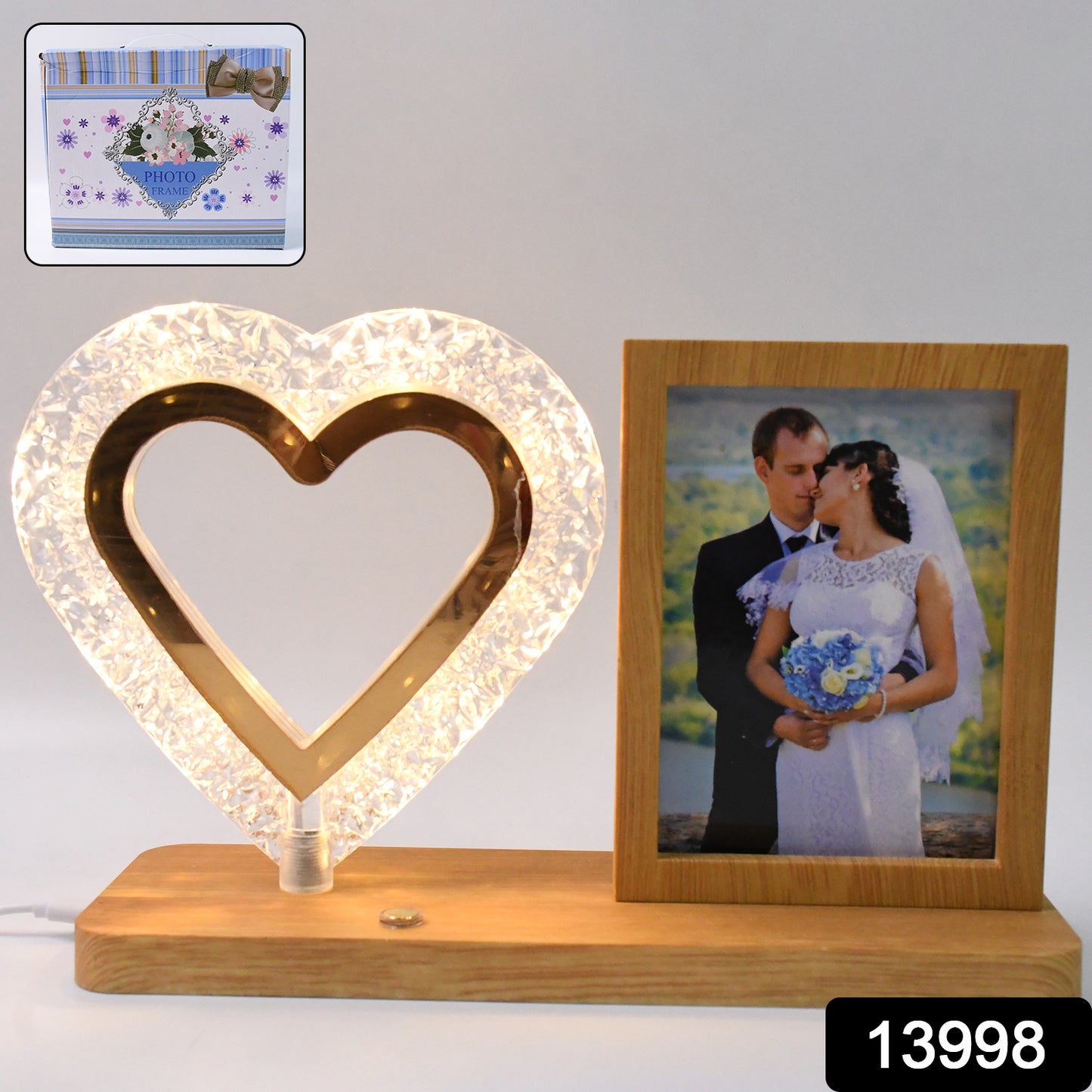 Heart Shape Cystal Led Lamp Photo Frame Night Lamp Wedding Gift Love Couple - warehousetech13