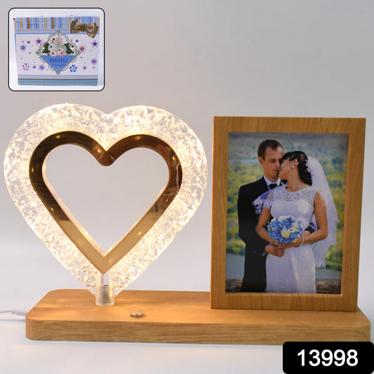 Heart Shape Cystal Led Lamp Photo Frame Night Lamp Wedding Gift Love Couple - warehousetech13