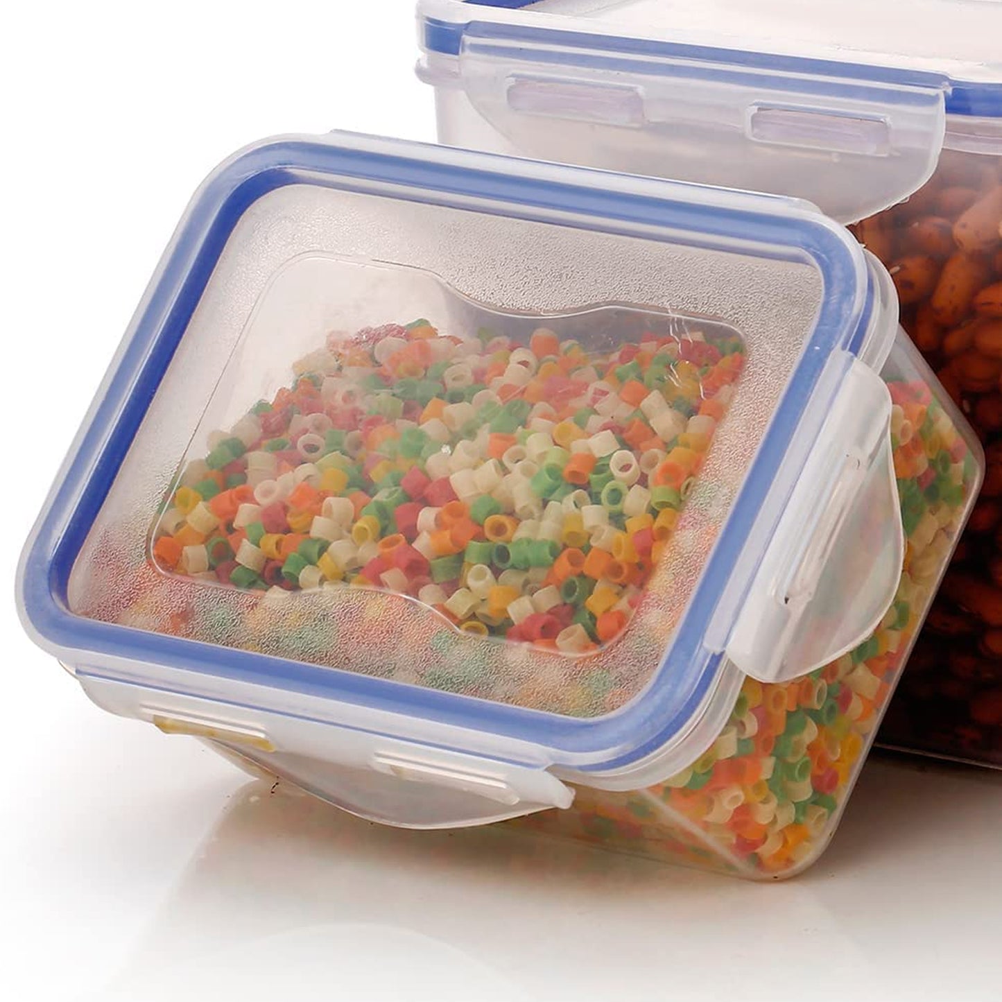 Rectangle Abs Airtight Food Storage Containers With Leak Proof Locking Lid Storage Container Set Of 3 Pc (Approx Capacity 500ml1000ml1500ml Transparent) - warehousetech13