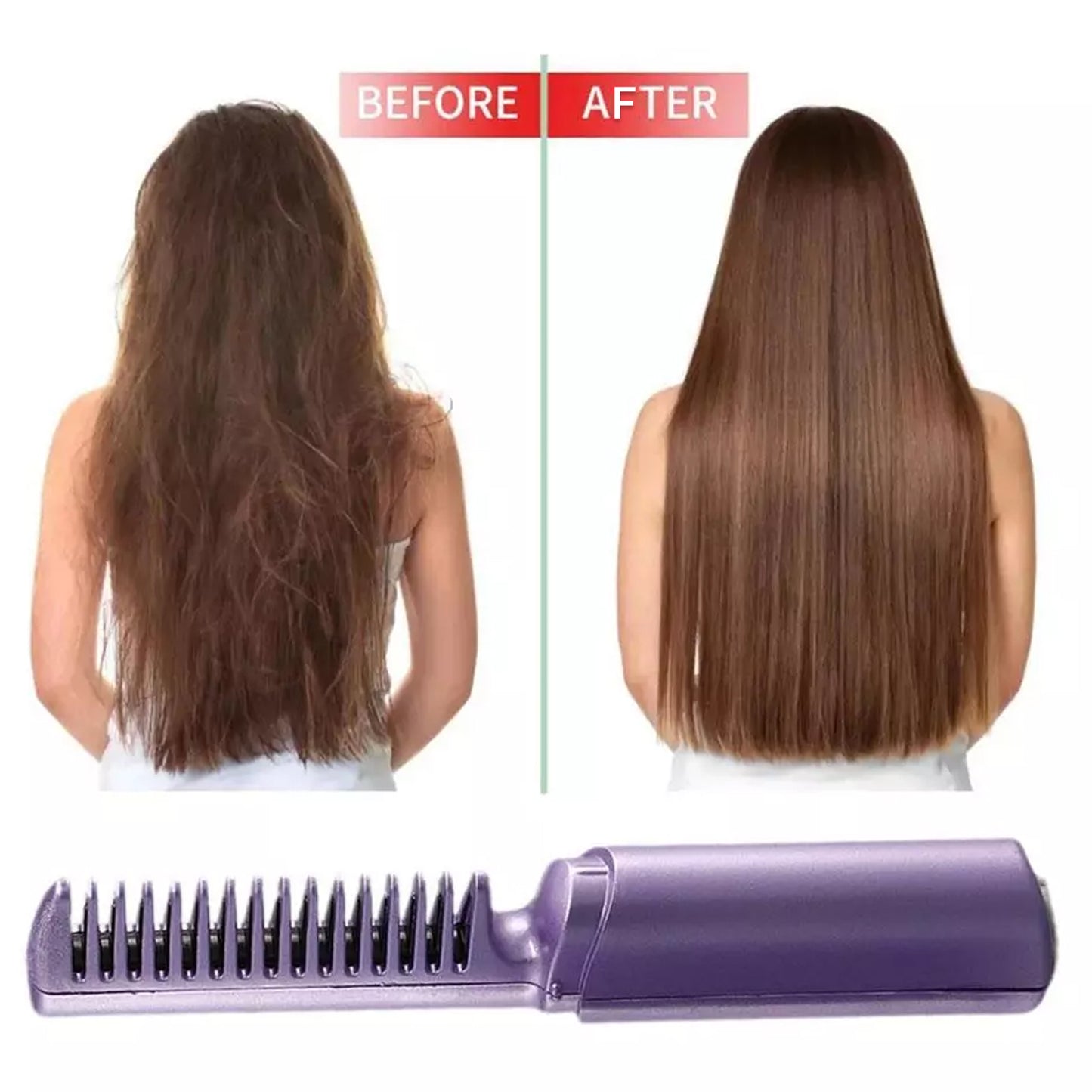 Rechargeable Mini Hair Straightener Travel Portable Usb Charging Cordless Hair Straightener Bursh Three Temperature Adjustments Flat Iron Comb (1 Pc) - warehousetech13