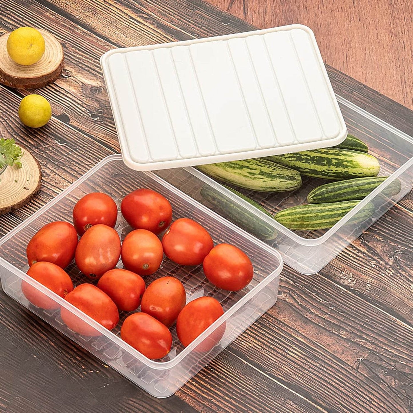 Plastic Food Storage Container For Fridge Fridge Storage Boxes With Lid Stackable - warehousetech13