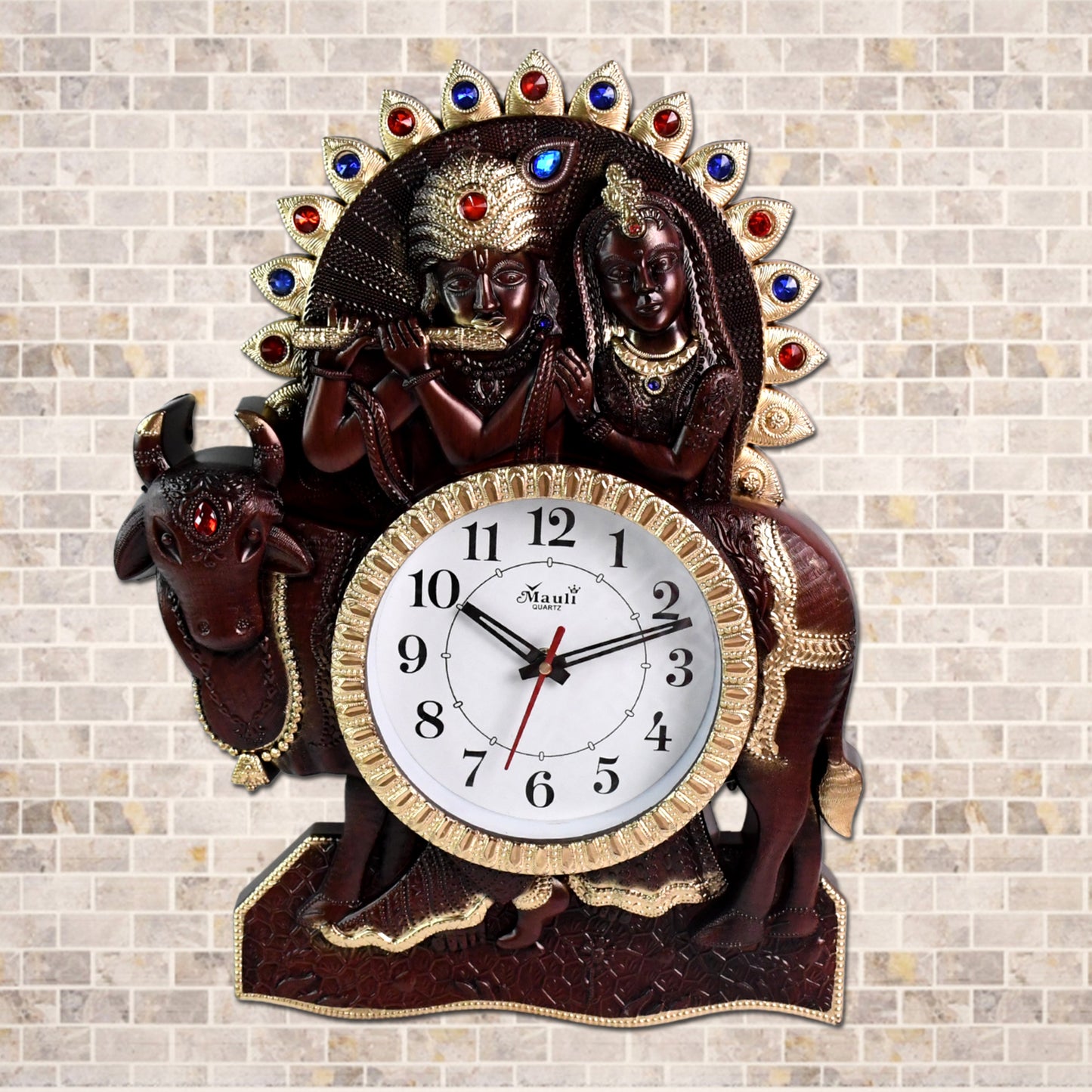 Analog Latest Stylish New Models Wall Clock With God Radha Kishan Frame - warehousetech13