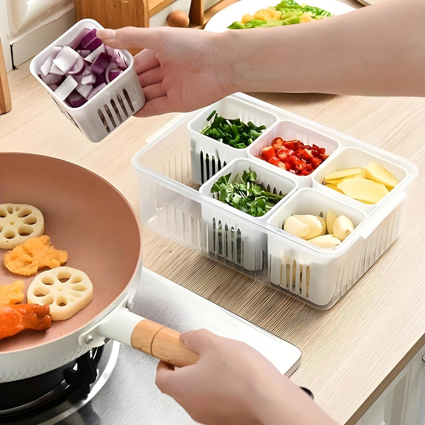 Fridge Storage Boxes Freezer Storage Containers Container For Kitchen Storage Set Storage In Kitchen Vegetable Storage Draining Crisper Refrigerator Food Box (1 Pc) - warehousetech13