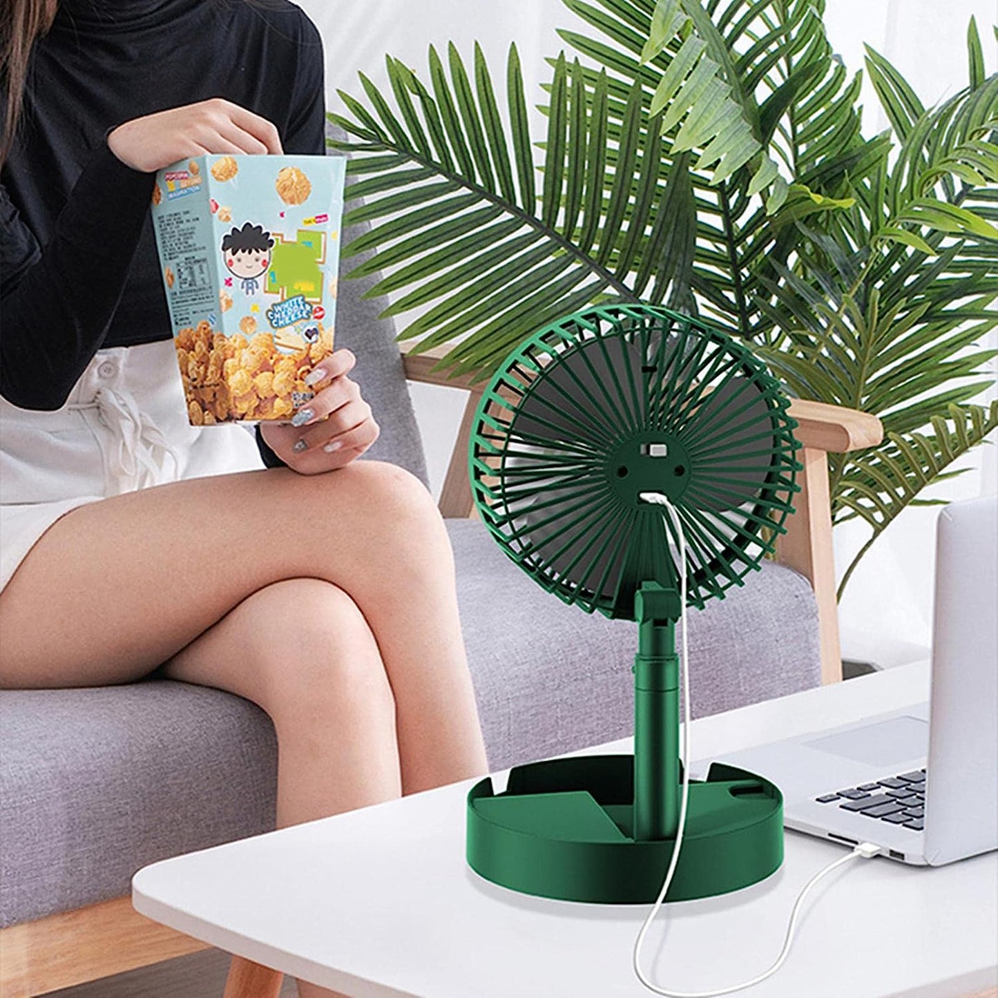 4642 Telescopic Electric Desktop Fan Height Adjustable Foldable Portable For Travelcarry Silent Table Top Personal Fan For Bedside Office Table (Battery Not Include) - warehousetech13
