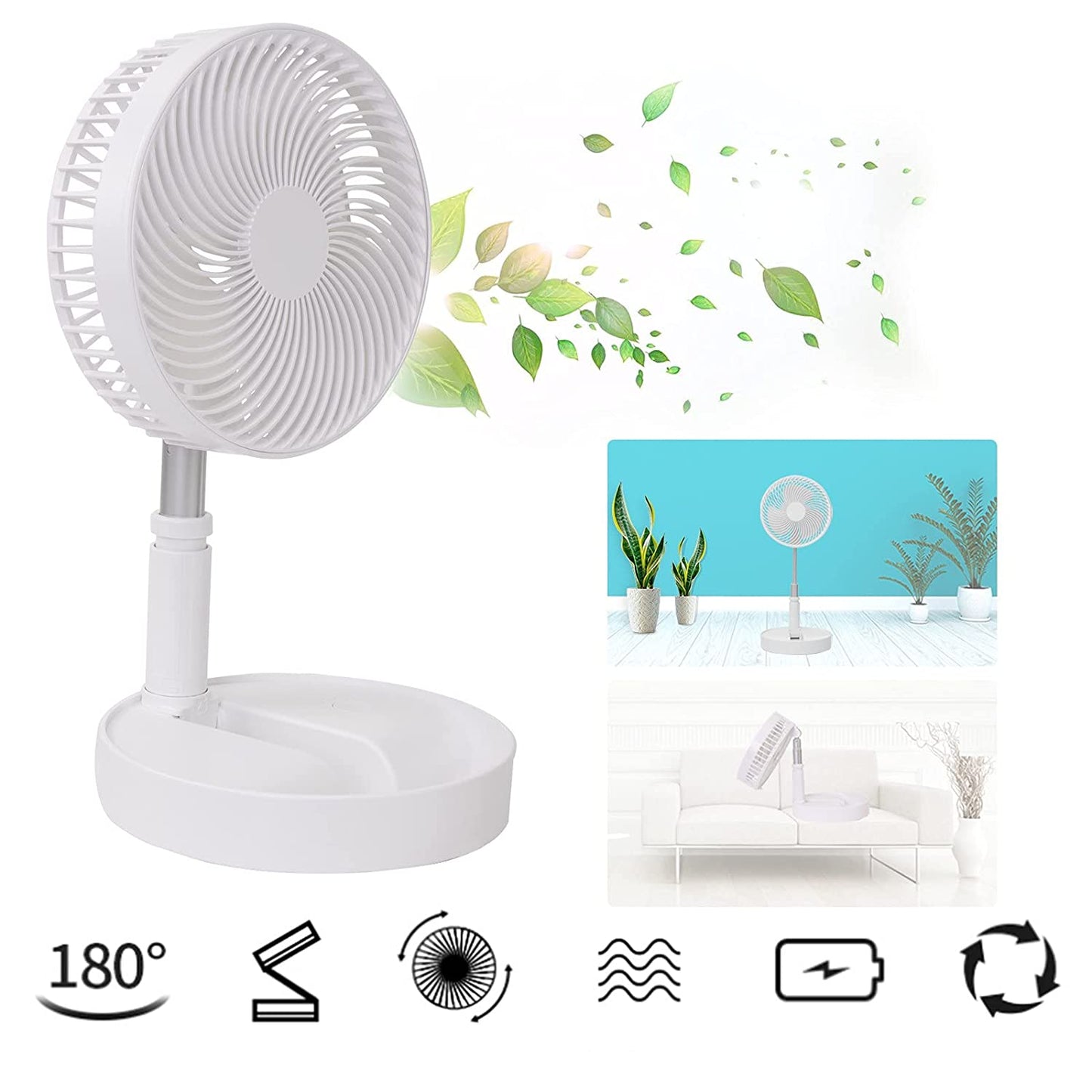 Telescopic Electric Desktop Fan Height Adjustable Foldable Portable For Travelcarry Silent Table Top Personal Fan For Bedside Office Table (Battery Not Include) - warehousetech13