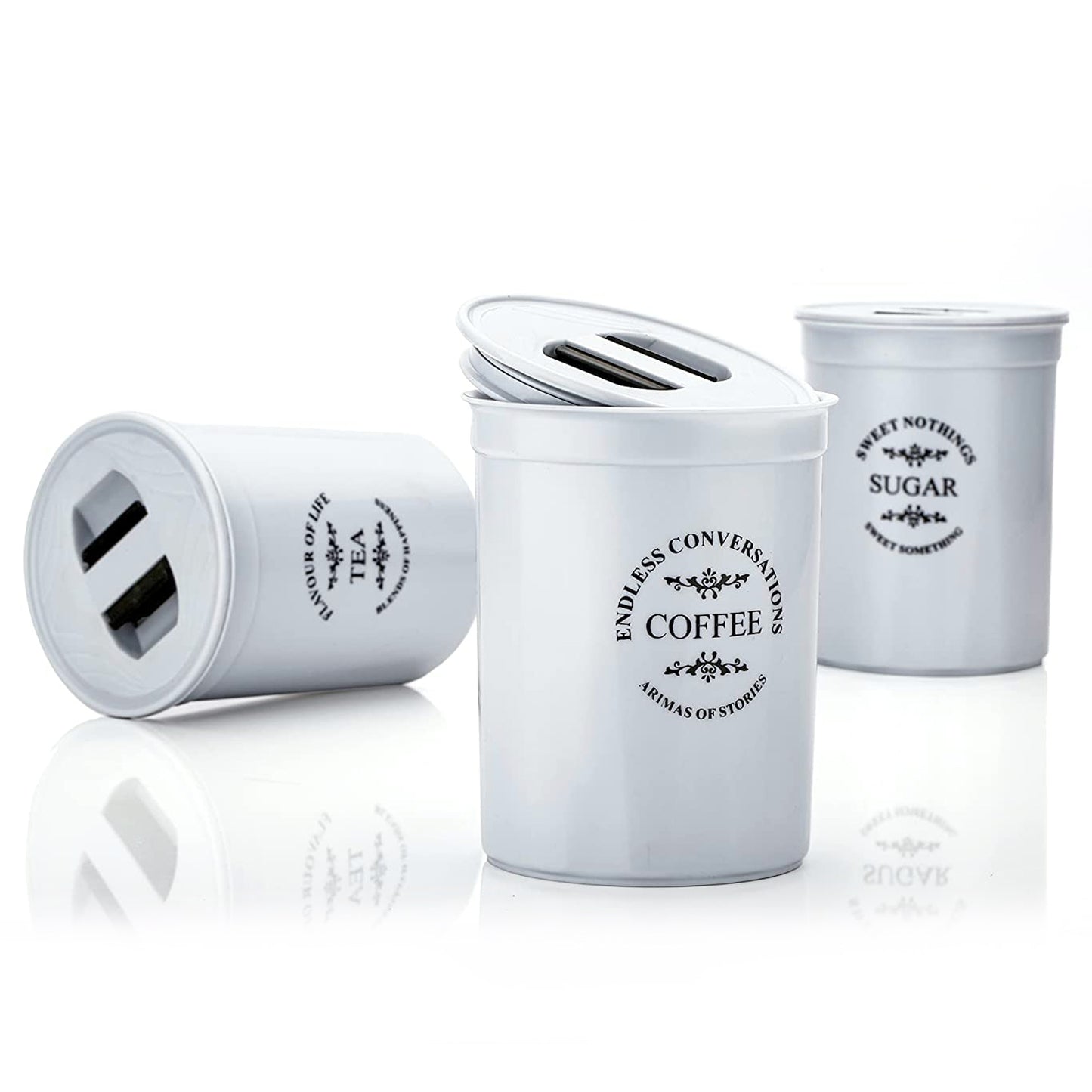 5766 Accurate Seal Tea Sugar Coffee Container - 3 Pcs Plastic Damru Shaped Tea Coffee Sugar Canisters Jar New Airtight Food Seal Containers For Salt Dry Fruit Grocery Multicolor (3 Pcs Set) - warehousetech13