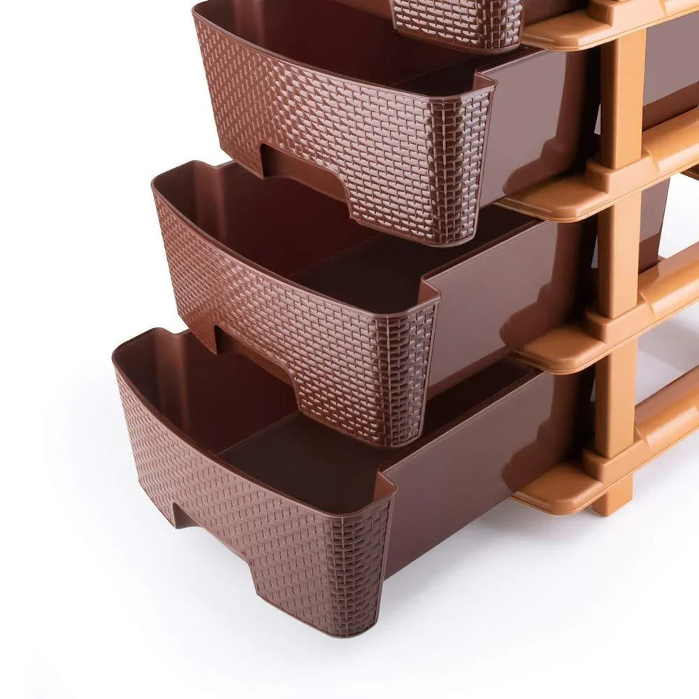 1151 5tier Plastic Modular Drawer System For Multiple Use (Brown Colour) - warehousetech13