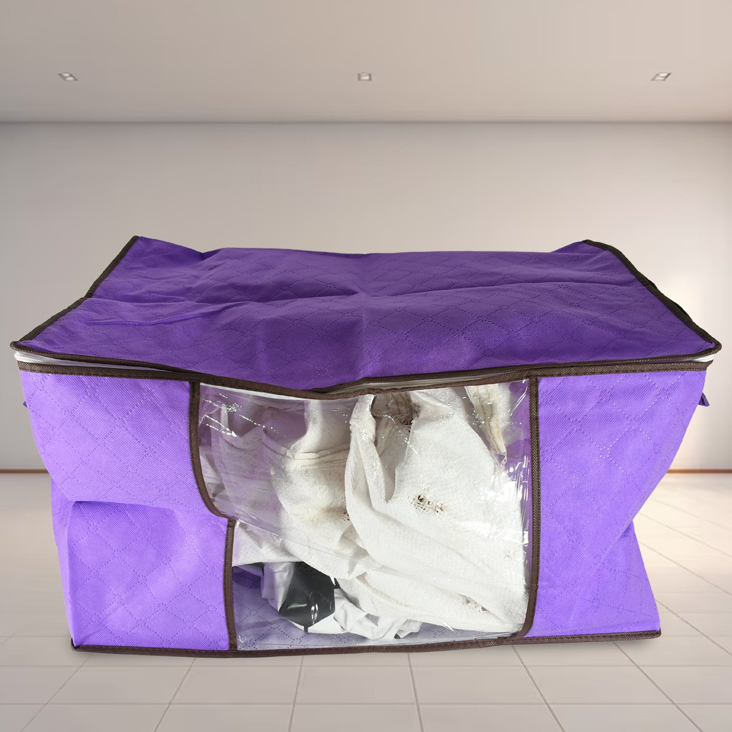 Clothing Storage Bag With Zipper Non-woven Storage Bag For Storing The Clothes And Sarees. - warehousetech13