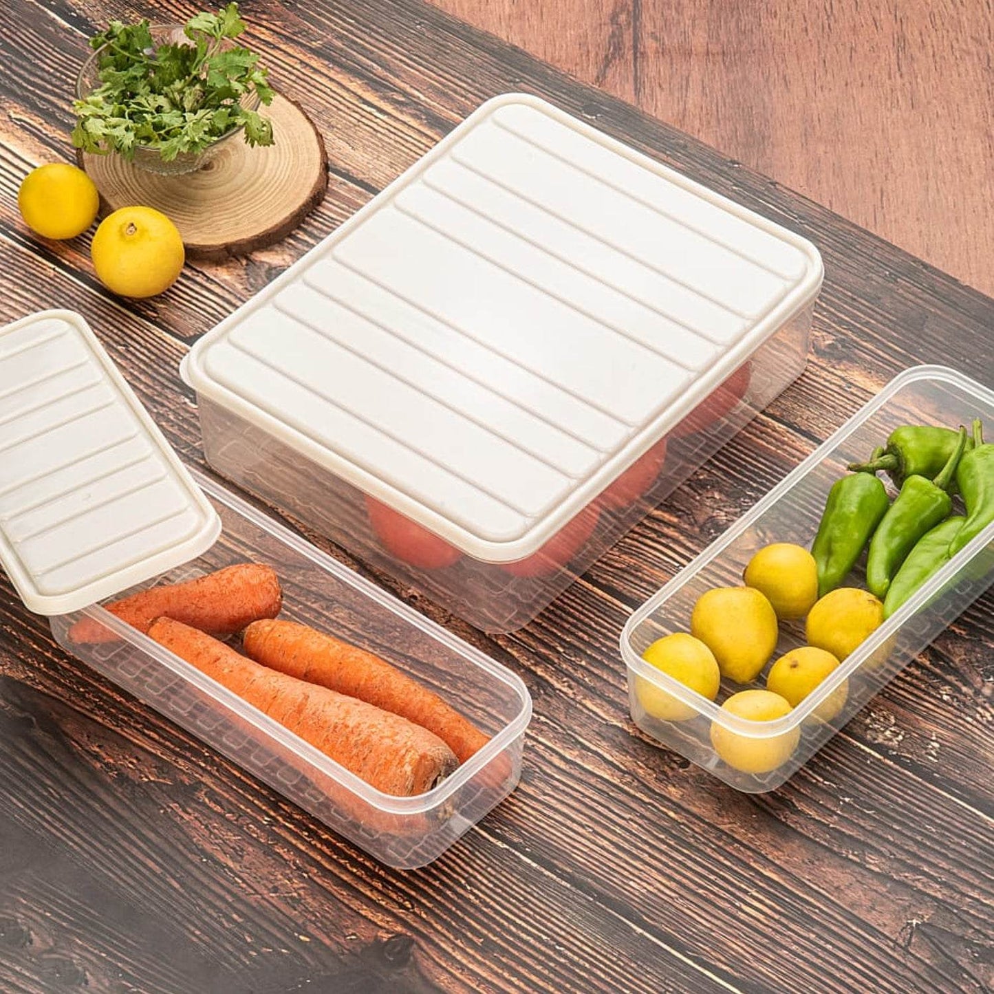 Plastic Food Storage Container For Fridge Fridge Storage Boxes With Lid Stackable - warehousetech13