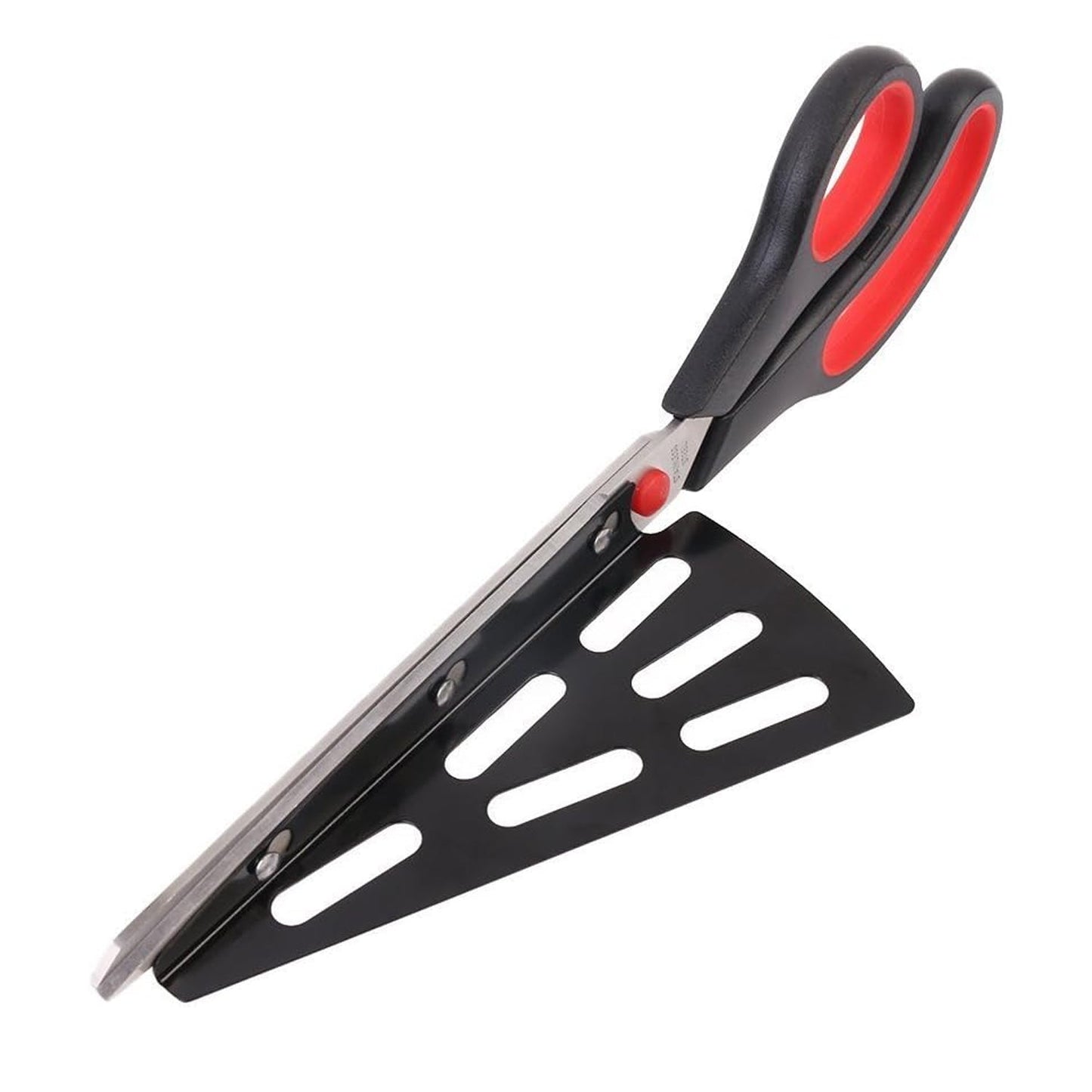 Stainless Steel Pizza Cutter Scissors Plastic Handle With Removable Spatula - warehousetech13