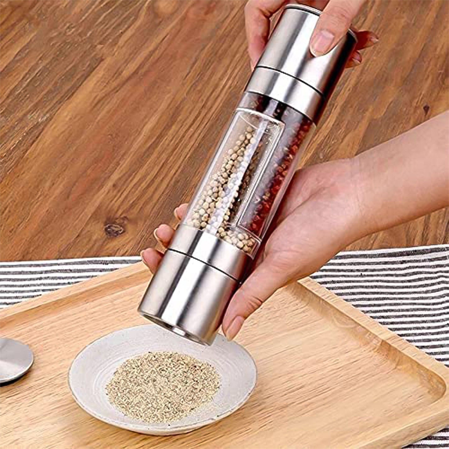 2-in-1 Stainless Steel Salt And Pepper Grinder - warehousetech13