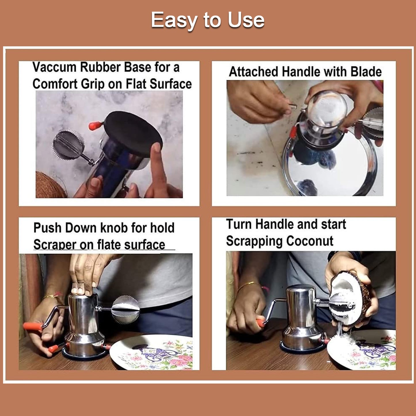 5216 Coconut Scrapers Machine Manual Steel For Home Kitchen Use - warehousetech13