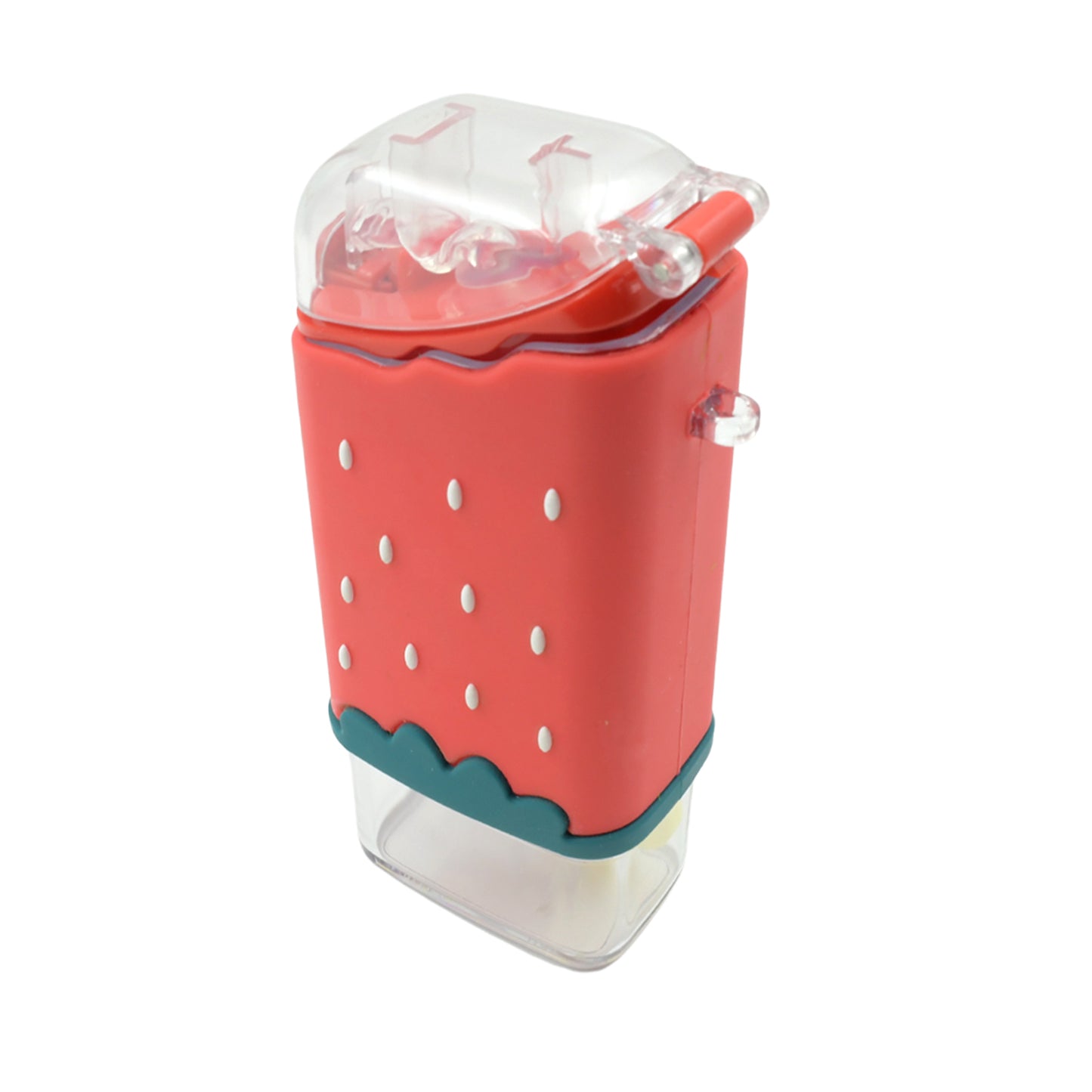 Portable Cute Water Bottle For Kids Unique Ice Cream Shape Plastic Kettle With Straw Adjustable Shoulder Strap Bpa Free Leakproof (300 Ml) - warehousetech13