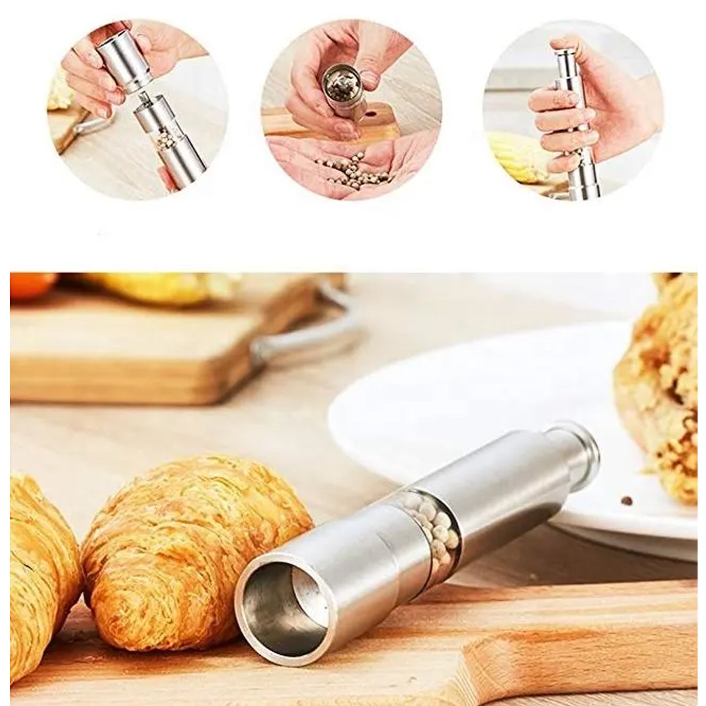 Stainless Steel Thumb Presser Salt And Pepper Grinder (1 Pc) - warehousetech13