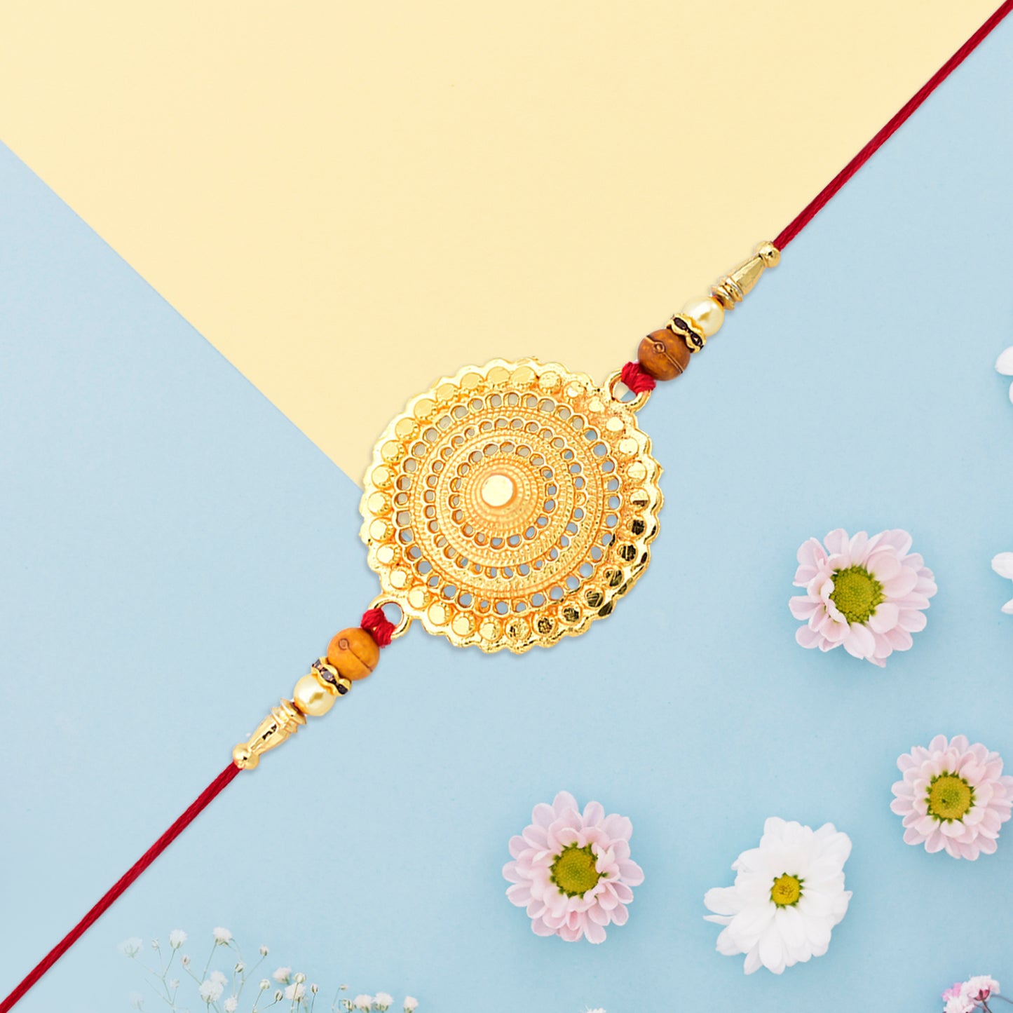 Golden Flower Rakhi - warehousetech13