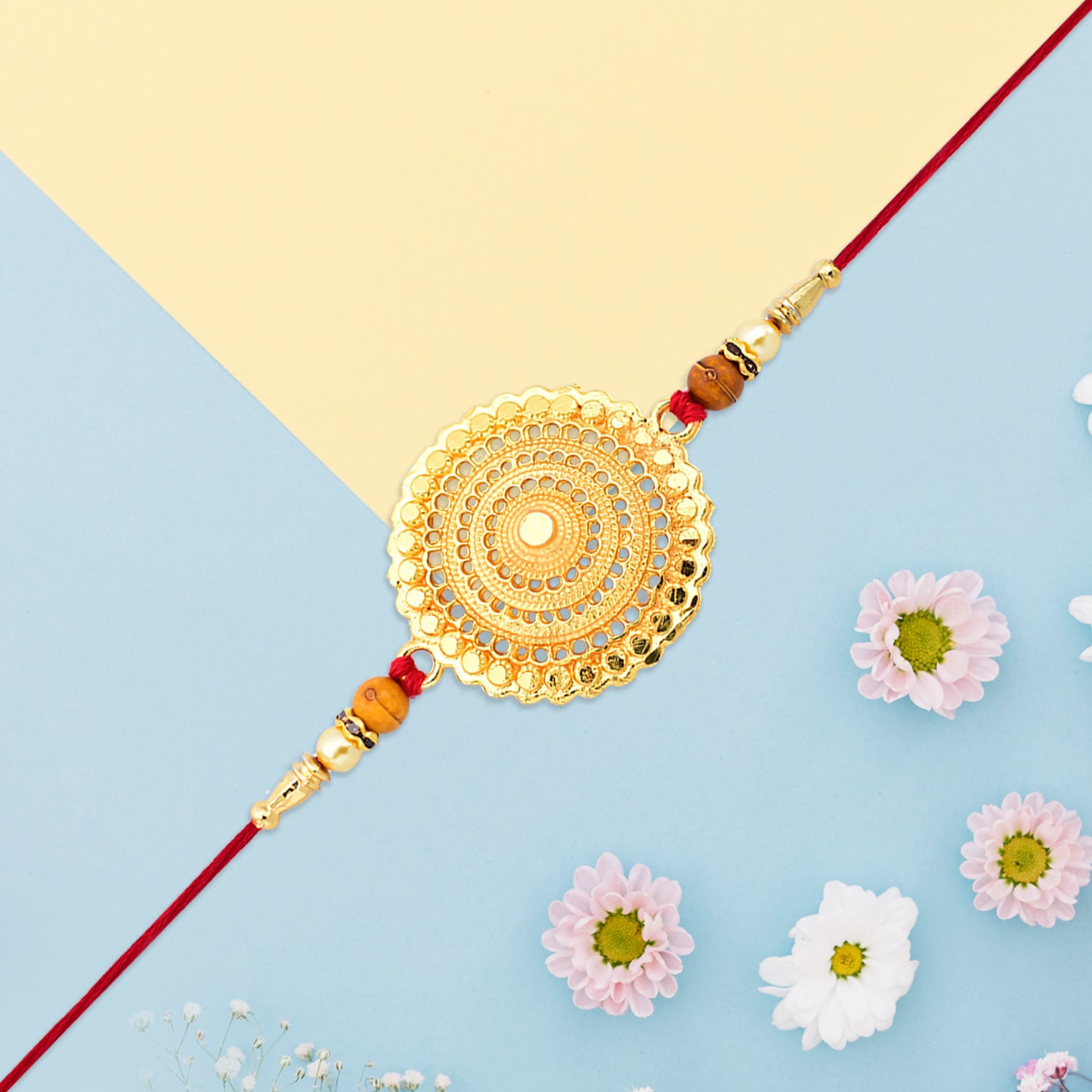 Golden Flower Rakhi - warehousetech13