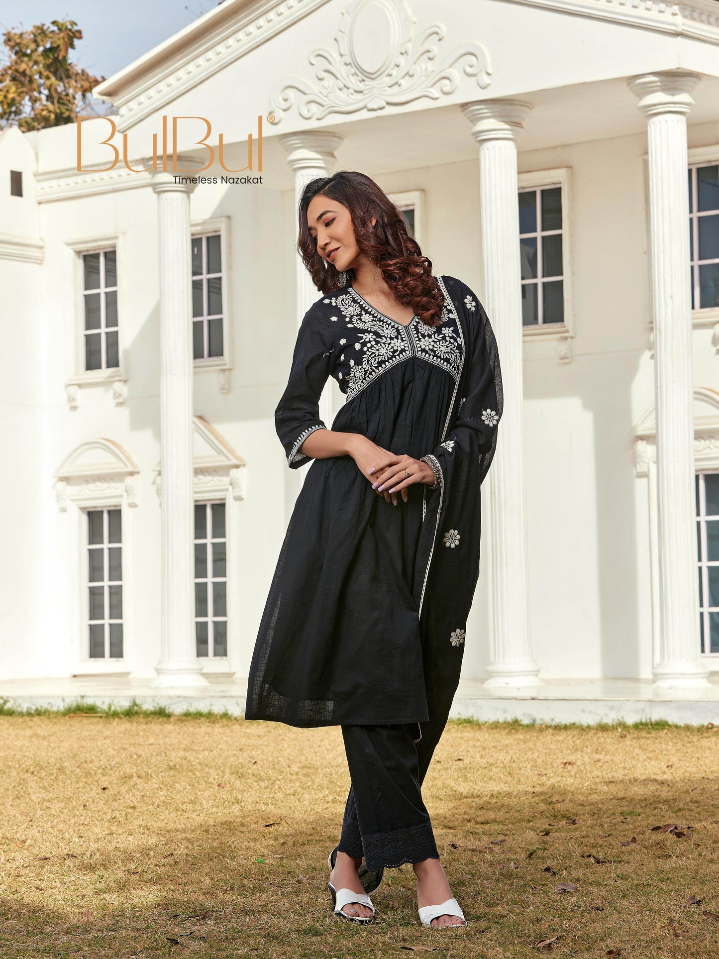 Akanksha Black Pure Cotton Kurta Set & Dupatta – Elegant Women’s Ethnic Wear