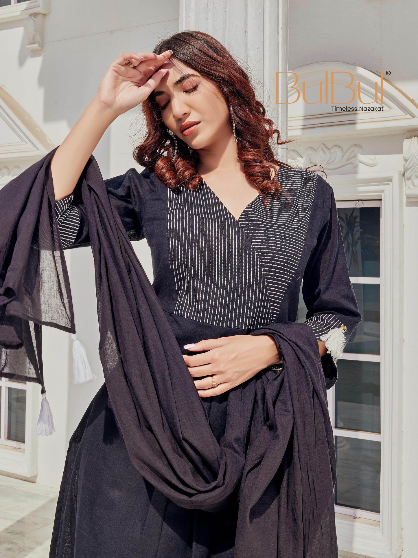 Khushi Black Cotton Kurta Set with Dupatta for Women – Elegant Ethnic Wear for All Occasions