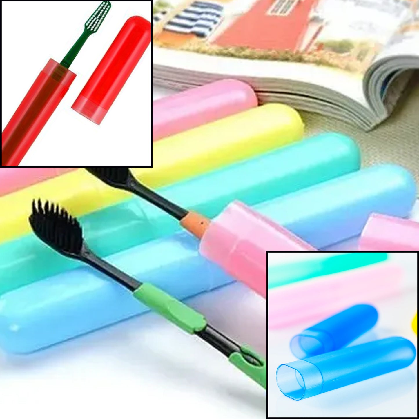4pc Plastic Toothbrush Cover Anti Bacterial Toothbrush Container- Tooth Brush Travel Covers Case Holder Cases