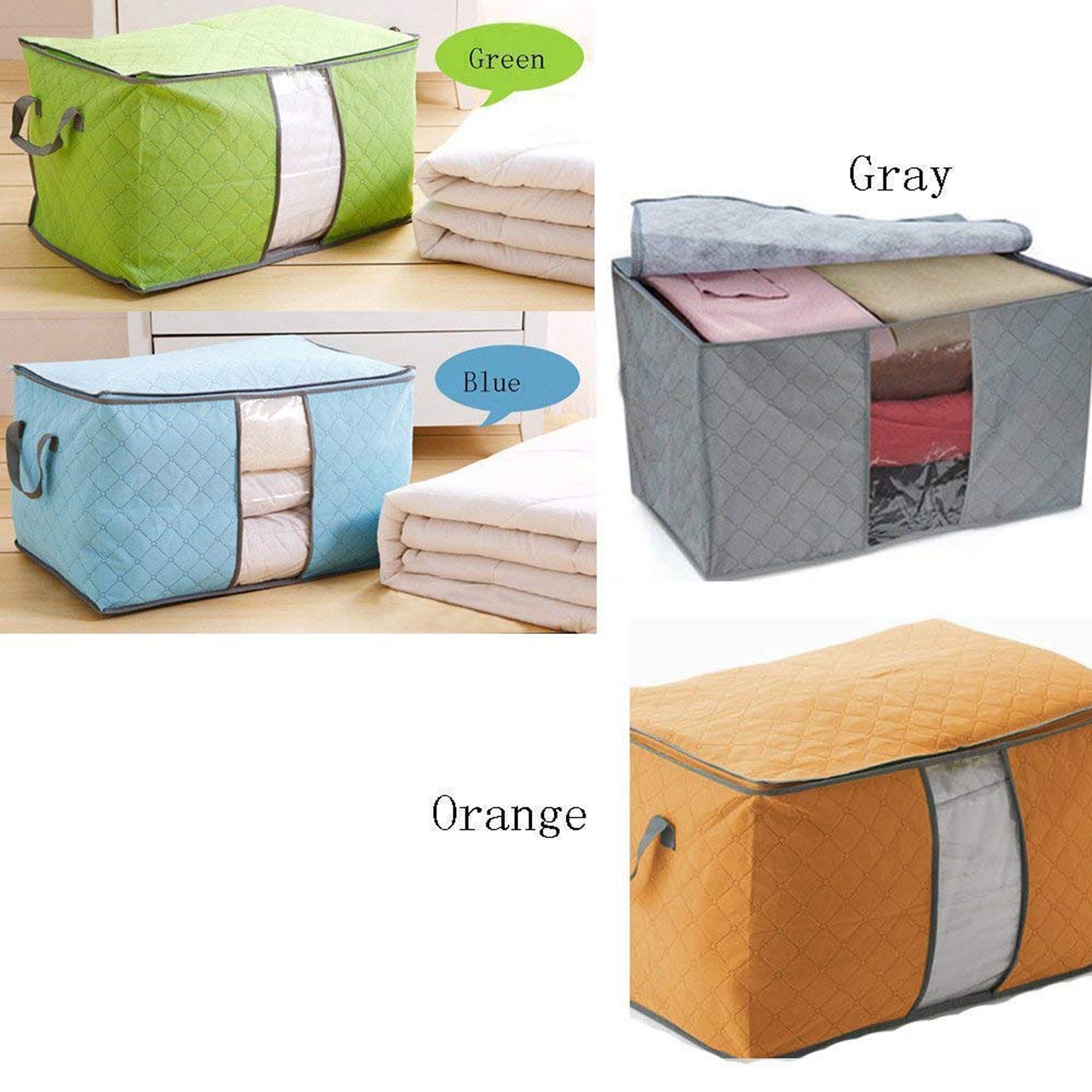 Premium Quilted Foldable Storage Bag With Transparent Window - warehousetech13