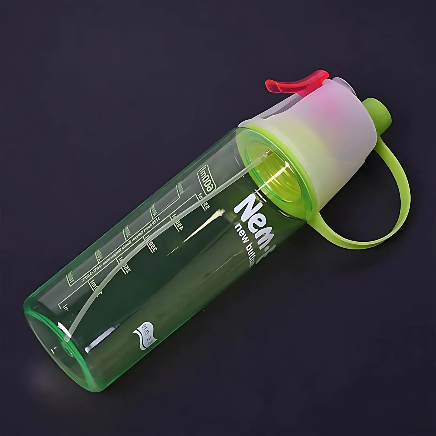 Plastic Dual Function Sports Water Bottle With Built-in Mist Spray And Leakproof Cap (600ml 1 Pc) - warehousetech13
