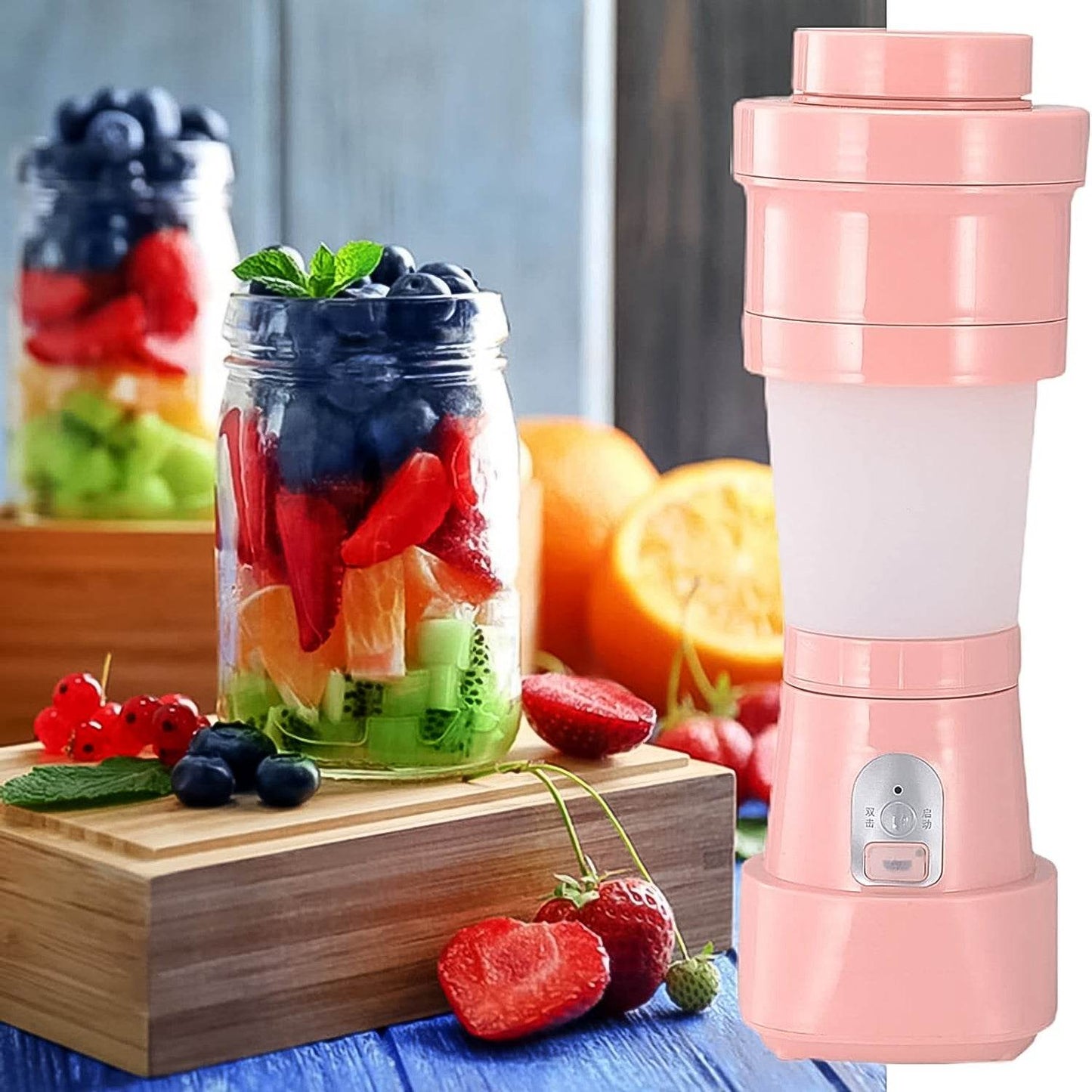Foldable Electric Juicer Portable Blender Stainless Steel 6 Blades (500 Ml) - warehousetech13