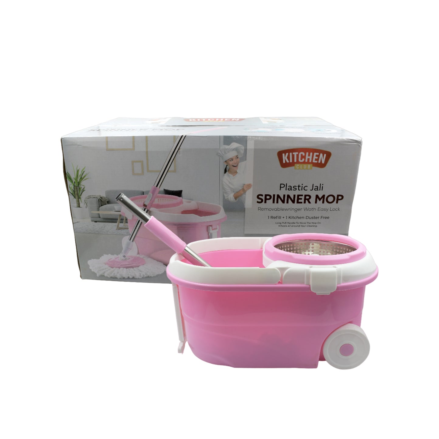 4105 Mop With Bucket For Floor Cleaning With Steel Spin Mop For Floor Cleaning Floor Cleaner Mop Spin Mop Magic Mop Mop Stick Spin Mop Set With Bucket Household Office Cleaning Tool Mop - warehousetech13