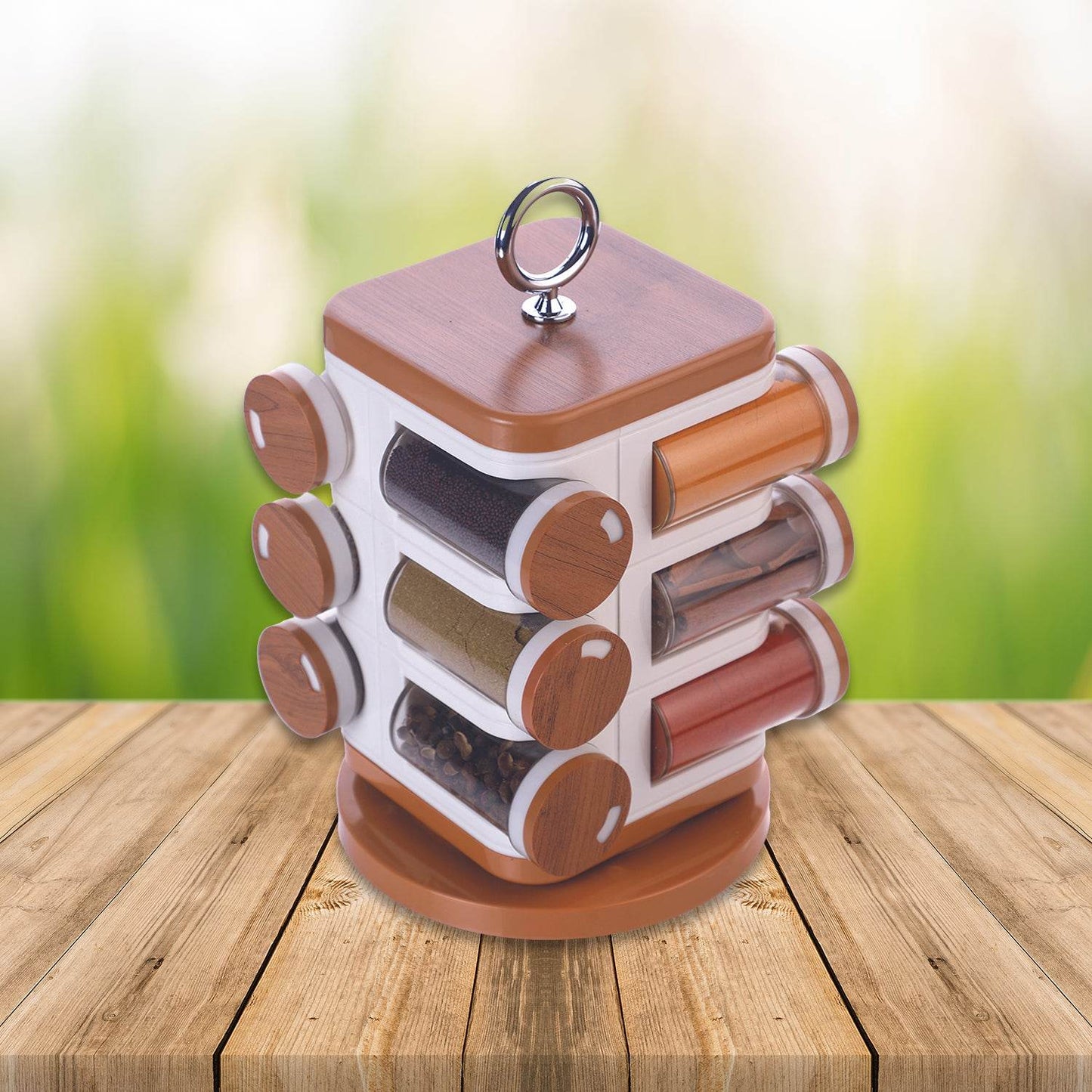 Ganesh 12-jar Revolving Spice Rack Masala Box - warehousetech13